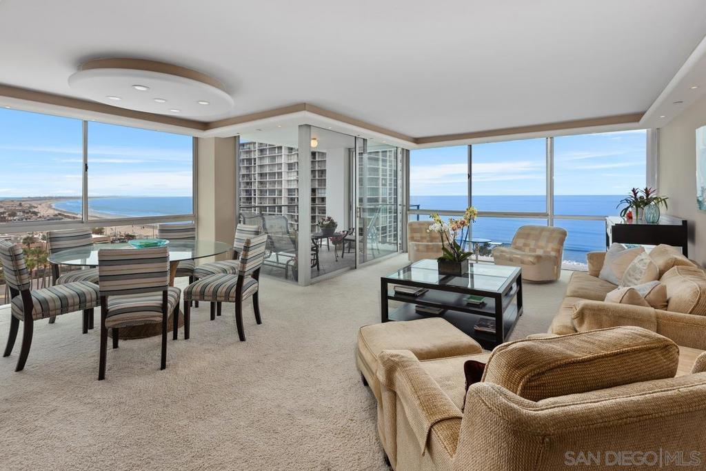 Welcome to an exceptional coastal living experience at El Encanto, 1810 Avenida Del Mundo, nestled within the stunning Coronado Shores community. This elegantly appointed 1,587 square foot condo plus balcony offers a perfect blend of luxury and comfort, making it an ideal oceanfront retreat for those seeking a serene lifestyle by the sea. As you step inside, you are greeted by a spacious and inviting atmosphere. The condo features two well-sized bedrooms, two modern bathrooms, and a large oceanfront den providing ample space for relaxation and privacy. The open floor plan seamlessly connects the living and dining areas, creating an ideal space for entertaining friends and family. Explore the potential to transform this condo into a 3 bedroom, 3 bathroom sancutuary with a thoughtful remodel. One of the highlights of this residence is its charming porch, where you can unwind with a morning coffee or enjoy an evening under the stars. The outdoor space is perfect for those who appreciate al fresco living and desire a peaceful setting to savor the coastal breeze. Situated in a vibrant community, residents of this condo enjoy access to a plethora of amenities that enhance the quality of life. Embrace the opportunity to live in one of Coronado's most sought-after locations, where every day promises new adventures and cherished memories. Don't miss this opportunity to own a piece of paradise with endless possibilities.