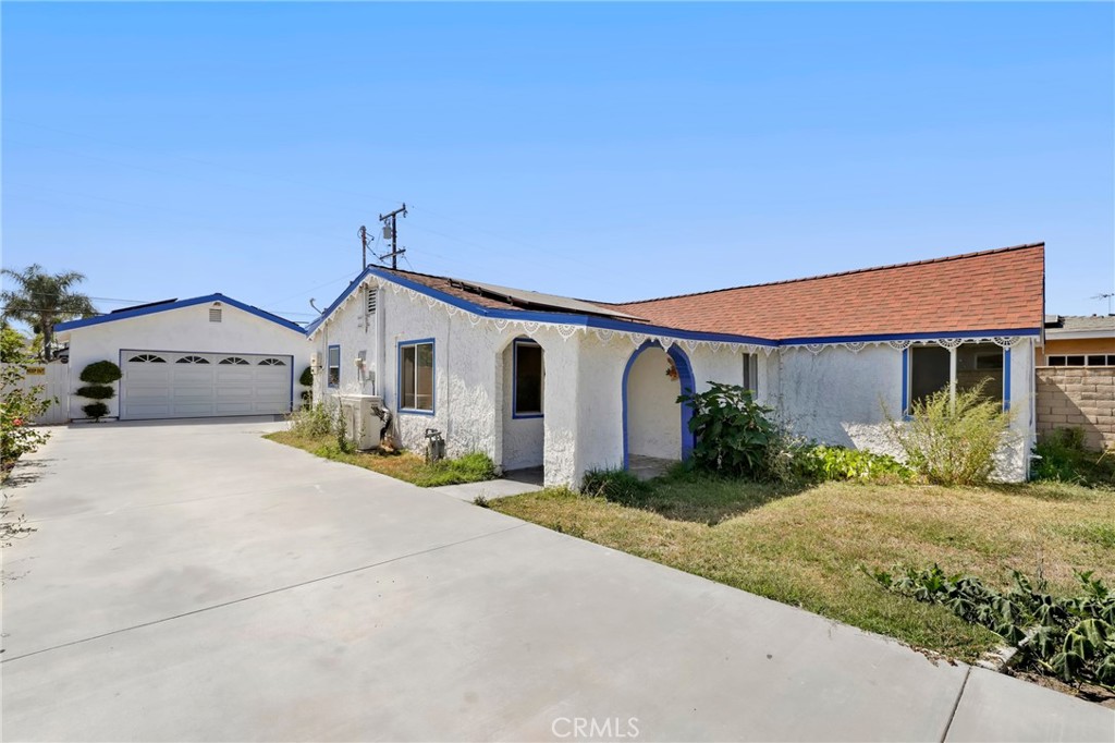 Appraised at $835,000! 4 bed, 2 bath home on a cul-de-sac street is ready for its new owner. Set on a large privately gated lot. Fully-Owned Solar Panels, tile floors in the main living areas, laminate wood-look floors in the bedrooms, updated bathrooms, beautiful light fixtures, and split-zone air-conditioning units throughout the home! The living room flows into the dining room, which sits just off of the kitchen with new gas oven. The primary bedroom has a private bathroom with walk-in shower, and the 3 secondary bedrooms are spacious with a full-size bathroom located right off of the living room. This home also has a 2-car detached, finished garage, abundant driveway space with wrought iron gated entry, and plenty of usable space to expand. Conveniently located near schools, shopping, dining, and not far from The Source shopping mall, Knotts Berry Farm, Disney, the 5 and 91 Fwys. Great opportunity for a savvy investor, or any buyer looking for a detached home with much potential!