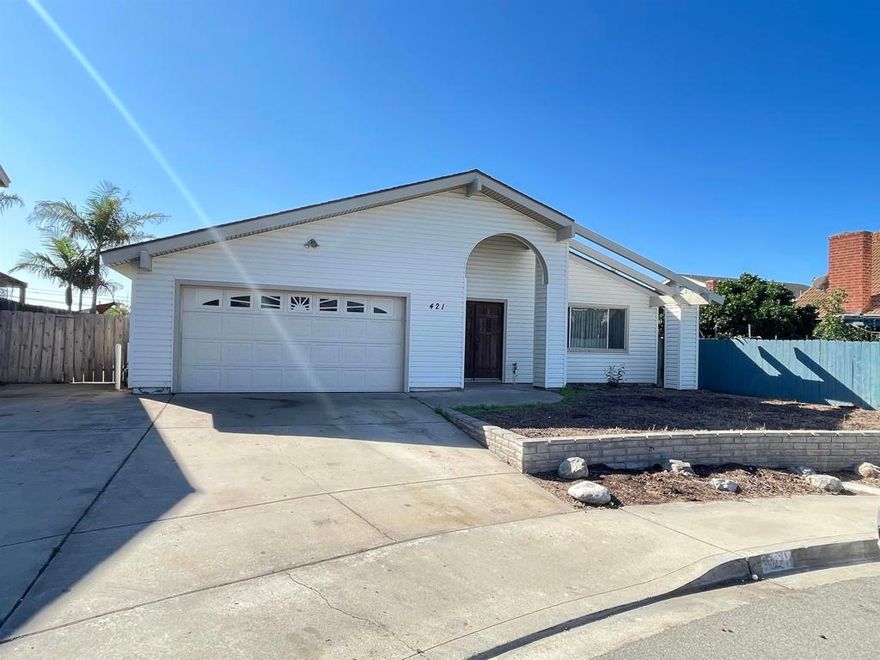Great opportunity to add value and build instant equity. This single-story home offers 4 bedrooms, 2 bathrooms, and over 2,100 sq. ft. of living space. The open kitchen and family room layout provides a spacious setting with potential to remodel and create the ideal space for everyday living and entertaining. Sitting on a quiet cul-de-sac, the property includes a private backyard, an attached two car garage, and a driveway with space for RV parking or multiple vehicles. First time on the market and being sold as-is by the trust.