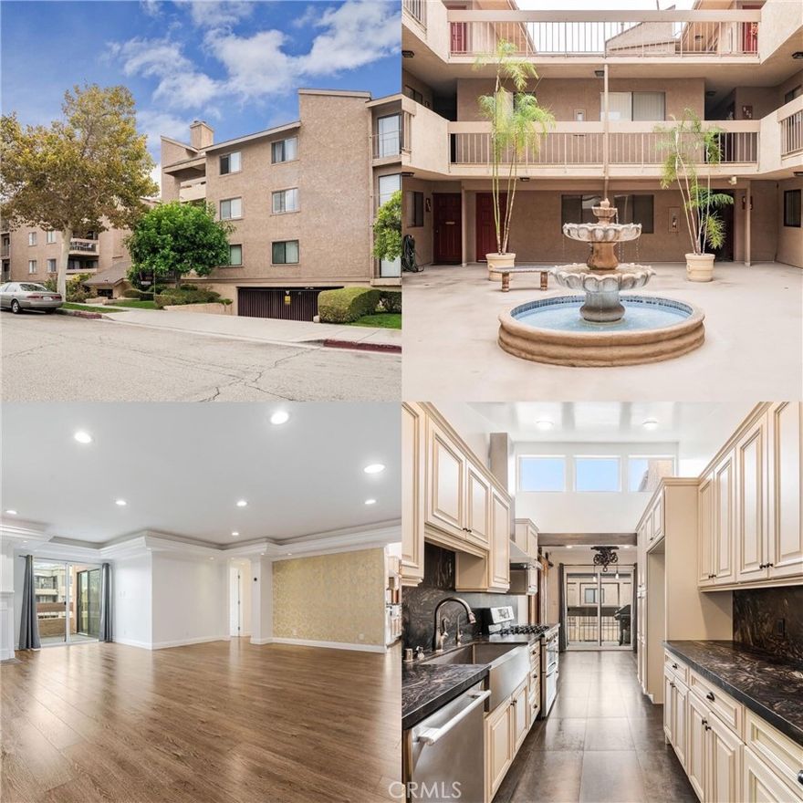 This unique TOP FLOOR front unit 3 BD + 2 BTH corner condo  exceptional opportunity to experience luxurious, stylish, and completely updated living in a prestigious open floor plan that truly feels like home.

This beautiful residence designed to maximize comfort and showcase breathtaking mountain views. From the moment you step inside, you’ll appreciate the exquisite details: recessed lighting and crown molding throughout, high ceilings with a skylight in the kitchen, and top-quality granite countertops that elevate the space.

The engineered hardwood floors bring warmth and elegance to the entire home, while the spacious living room with a cozy fireplace creates the perfect ambiance for relaxation or entertaining guests. Enjoy fresh air and scenic vistas from not one, but two balconies. Practical touches also abound, including a washer/dryer in the unit and ample cabinetry, featuring Restoration Hardware cabinets in the bathrooms for that impeccable finishing touch.

The large master bedroom boasts a generous walk-in closet, and convenience is assured with two prime parking spots plus storage in the garage. 

Located in a sought-after Glendale neighborhood, you’ll benefit from easy access to freeways, shops, and restaurants—everything you need just moments away.