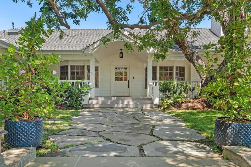 Elevating the everyday in this perfect Ranch & Coast garden setting ~ Rural Del Mar in a rare, magical setting, offering total Peace & Privacy! ~ Located down a private driveway, this sanctuary will capture your heart from the moment you arrive. Featuring an expansive, all usable lot, full home SOLAR owned, expansive outdoor trex decking totally maintenance free, seamless indoor/outdoor living, and multiple outdoor sitting areas under the tree shade or outdoor heaters. The ideal Southwest exposure brings tons of natural light into the yard and home, perfectly positioned on a knoll for incredible Sunset & Sky Views with gentle coastal breezes. Beautifully upgraded home lives mostly on one level with generous public spaces that will embrace guests, complete with new European oak hardwood flooring, elegantly updated dining and living areas to create an inviting atmosphere for entertaining. Gourmet Kitchen featuring Taj Mahal leathered quartzite slab countertops, new SubZero, Wolf, and Bosch appliances with a spacioous walk-in pantry. "Zen" Primary bedroom suite featuring vaulted ceilings, shiplap walls, a cozy fireplace, and a newly renovated ensuite with a luxurious wet room and custom closets. Lovely secondary bedrooms. Outdoor entertaining is a breeze with a wood pergola, ample parking, and lush gardens featuring 20 fruit trees and ten raised beds.  charming garden cottage with beadboard-lined walls, vaulted ceilings, and French doors opening to scenic views. Ideal for a home office, art studio, or gym. This property is one of those very special Offerings!