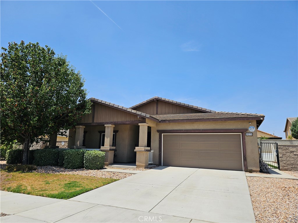 Here's the opportunity you've been looking for. This great home is ready for some cosmetic TLC to make it a special home for the next owner. The open floor plan features a great room, island kitchen, 5 bedrooms, 3 full baths, and an impressive long hall entrance. This model offers flexibility for an office, den, homeschool, or workout space. The extensive outdoor space features artificial turf, a covered patio, garden areas, a fenced yard with block walls, and durable vinyl fencing. There's an added feature to keep creepy crawlers away! The home has a Taexx built-in pest control system! Two solar systems, that are seller-owned, top off this single-level home, and a smart thermostat, security system, and water softening system are added benefits. The location is ideal, with easy access to freeways, major streets, city parks, schools, and shopping. Don't miss this one!