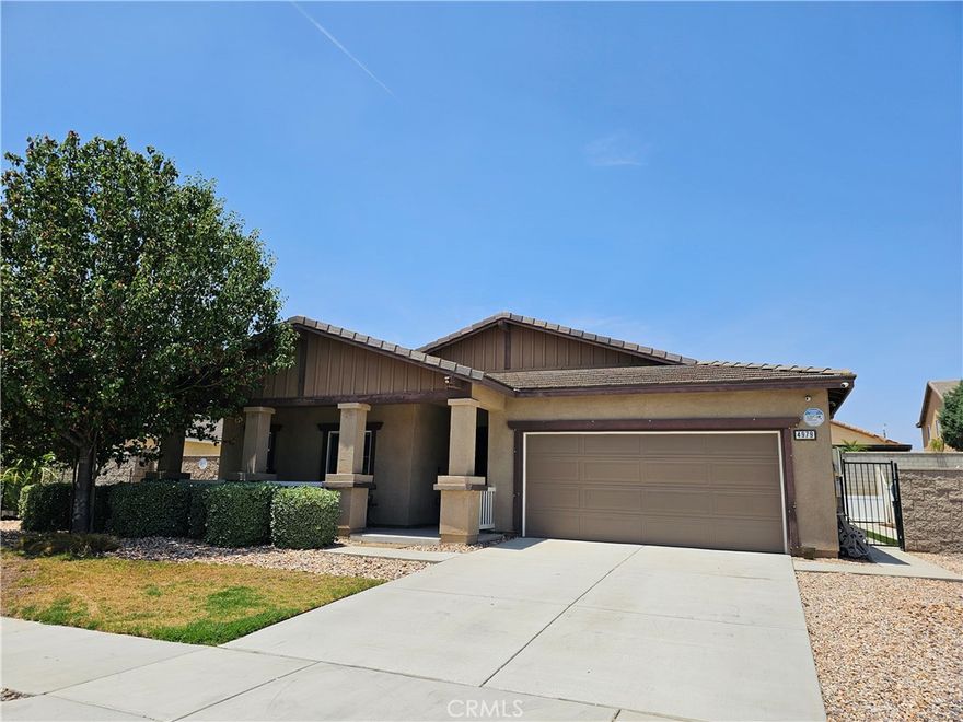 Here's the opportunity you've been looking for.  This great home is ready for some cosmetic TLC to make it a special home for the next owner.  The open floor plan features a great room, island kitchen, 5 bedrooms, 3 full baths, and an impressive long hall entrance.  This model offers flexibility for an office, den, homeschool, or workout space.  The extensive outdoor space features artificial turf, a covered patio, garden areas, a fenced yard with block walls, and durable vinyl fencing.  There's an added feature to keep creepy crawlers away!  The home has a Taexx built-in pest control system!  Two solar systems, that are seller-owned, top off this single-level home, and a smart thermostat, security system, and water softening system are added benefits.  The location is ideal, with easy access to freeways, major streets, city parks, schools, and shopping.  Don't miss this one!