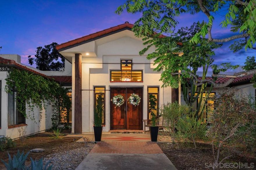 California Santa Fe Elegance with Hillside Grandeur Welcome to a true sanctuary of style and scale this single-story architectural estate blends the soul of Santa Fe design with unmatched privacy and panoramic views, all set on over 2.16 acres of Poway’s most scenic hillside.5,382 of beautifully crafted living space, home features 5 spacious bedrooms each with en-suite full bathroom, 2 additional half baths—perfect for both family living & entertaining in comfort and privacy. The heart of the home, you’ll find soaring vaulted ceilings, grand wood columns, and a dramatic floor-to-ceiling Kiva fireplace anchoring the expansive main living area. A seamless flow between living, dining, and entertaining offers breathtaking views from every window—overlooking tree canopies, distant mountains, and vibrant sunsets.Step outside and you're instantly transported to your own private resort, complete with a massive hotel-style pool, in-ground jacuzzi, and lush landscaping that blooms year-round.Recent major upgrades add immense value Recent major upgrades add immense value and peace of mind: Three new 4-ton AC systems, tankless waterheater, 86 owned solar panels While the home is already a masterpiece in form and setting, it’s being offered below market value to allow room for personal updates and customization—an extraordinary opportunity to shape your dream home without paying a premium for sum