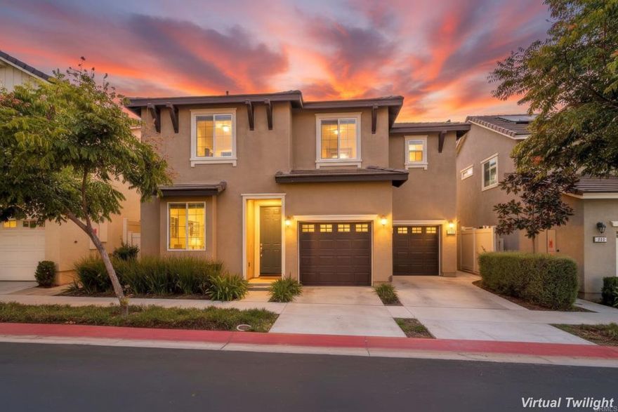 Brindle Point at Horse Creek Ridge offers convenience and efficiency at a price you can afford for a spacious 4-bedroom, 2.5-bath, 2156 SQFT home! 4 bedrooms, 2 baths and a laundry room upstairs. The primary suite includes dual sink vanity, full tub, separate shower, and walk-in closet. On the lower level, you will love the open kitchen with sightlines into the family and dining room spaces with wood-grain luxury vinyl plank (LVP) flooring and a half bath. Kitchen features dark finish cabinets, white granite countertops and a spacious island with barstool counter seating. No maintenance backyard can be accessed off the kitchen and garage. There is also an office just inside the front door and an oversized 2-car garage. Solar system provides current owner 100% of required electricity (receives an annual credit). HOA provides front yard maintenance, community pool (just a short walk from front door), playground, as well as access to all Horse Creek Ridge amenities including pools, barbecues, Harvest House community center, sports fields, playgrounds, and access to an incredible network of Monserate Mountain hiking trails. The commuter-friendly location provides quick access to both the 15 and 76.