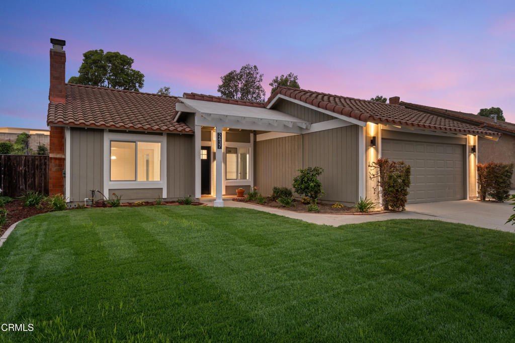 Live at 2437 Kimberly Ave! This tastefully updated 3x2 home is nestled in the highly desirable Parkwood Estates, a neighborly tract embodying the original charm and community that gave Camarillo it's 'Pleasant Valley' moniker. This welcoming spirit is year round with neighbors waving as you pass by and going the extra mile to decorate their homes during the winter holidays. Moving focus into the home - you're greeted by a large, vaulted ceiling living room that gracefully flows into the formal dining room. Just around the bend, the family room is lit up by a verdant backyard view that beams onto the fully-equipped kitchen's countertops and subway tile backsplash. From here you'll note multiple fruit trees lining grass area of the yard before the slope of daisies as the yard's backdrop. Turning back into the home and down the hallway are 3 large bedrooms complimented by wood-like vinyl flooring and ample closet space - especially the master with it's walk-in closet & bright bathroom. To ensure you're accommodated in every way, the home also been fully updated with a brand new furnace & AC system, new washer & dryer units, new double pane windows, new window blinds, and motion sensor lights in some of the closets. The kitchen has new quartz countertops with a subway tile backsplash, refurbished cabinets, a new dishwasher, and new refrigerator. The home's entire interior and exterior has been freshly painted with updated lighting fixtures throughout. Each bathroom also includes brand new vanities with touch controls for the mirror's inset light surround that can be dimmed and set to prevent steam condensation. The wide 2-car garage and driveway provide ample parking as well. With the front & back yard landscaping being completely revamped (gardening service included in rent), this home is truly an incredible sight as you turn onto Kimberly Avenue.... Schedule your viewing today to see why 2437 Kimberly Ave must be yours!! Small dogs OK - additional application criteria/lease terms apply.