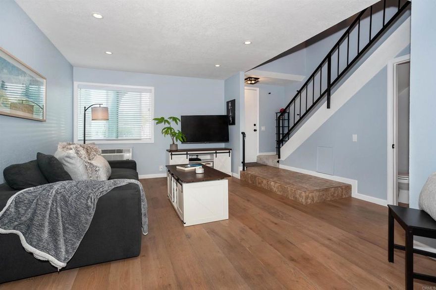Beautifully renovated and ideally located in the vibrant heart of Mission Valley, this charming two-story condo offers the perfect blend of style, comfort, and convenience. Enjoy being just steps away from shops, restaurants, and everyday essentials. With no neighbors above, this light-filled unit features an inviting living area, a convenient powder room on the main level, and a wonderful sit-out balcony with a kitchen pass-through window—perfect for entertaining or relaxing. The seller has added air conditioning units for year-round comfort. Storage closet on balcony perfect for extras. Your covered parking space is located directly in front of the unit. The community also features a pool and spa. All just 10 minutes to downtown, SDSU, or USD—and less than 20 minutes to San Diego’s best beaches and the airport.