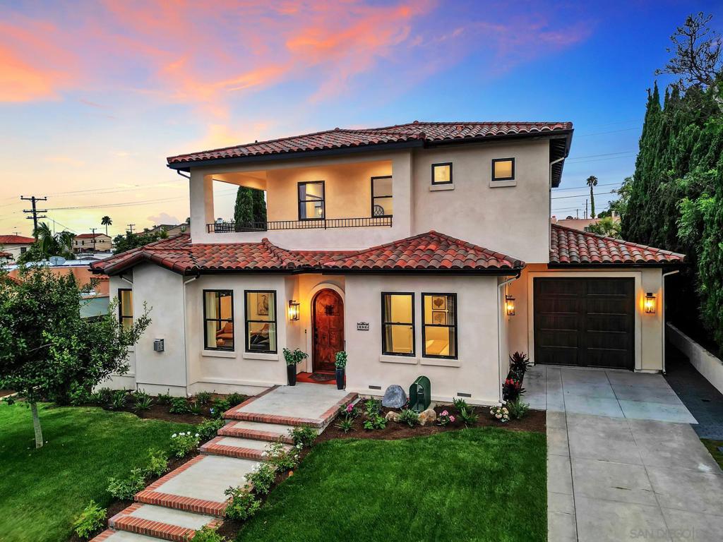 Welcome to 3345 Elliott Street. A remarkable home with stunning panoramic views of the bay and city, and a complete renovation/remodel finished in 2025. Set on a 7,500 sq. ft. lot just blocks from Liberty Station, this 3,423sf expansive residence offers 4 bedrooms, 4 bathrooms, a den, loft/tech area and a spacious laundry room — all within an open-concept floorplan featuring 9’–10’ ceilings and premium finishes throughout. Recently completed with full permits, this beautiful renovated home includes all-new electrical, plumbing, dual-zone HVAC, a gas fireplace, and a classic tile roof. Hardwood floors run throughout the living spaces, with bathrooms showcasing custom tilework and designer finishes. The chef’s kitchen features handcrafted cabinetry, full slab quartzite counters and backsplash, pro-grade appliances, and a large island perfect for entertaining. Fleetwood glass sliders (10'–13') connect to multiple outdoor areas amplifying indoor/outdoor living. A private courtyard with built-in BBQ and a rooftop deck with panoramic city and bay views make entertaining a breeze. The 750 sq. ft. primary suite boasts a spa-style bath with a large shower, claw-foot tub, dual vanities, makeup area, custom walk-in closet, and a private wrap-around covered patio. Two double garages provide flexible space—and one includes a finished bonus room ideal for an office, gym, art studio or other use! The ideal location to top schools, and just 4 blocks to Liberty Station restaurants, shops, parks and only 10 minutes to the airport, beaches, and Downtown.