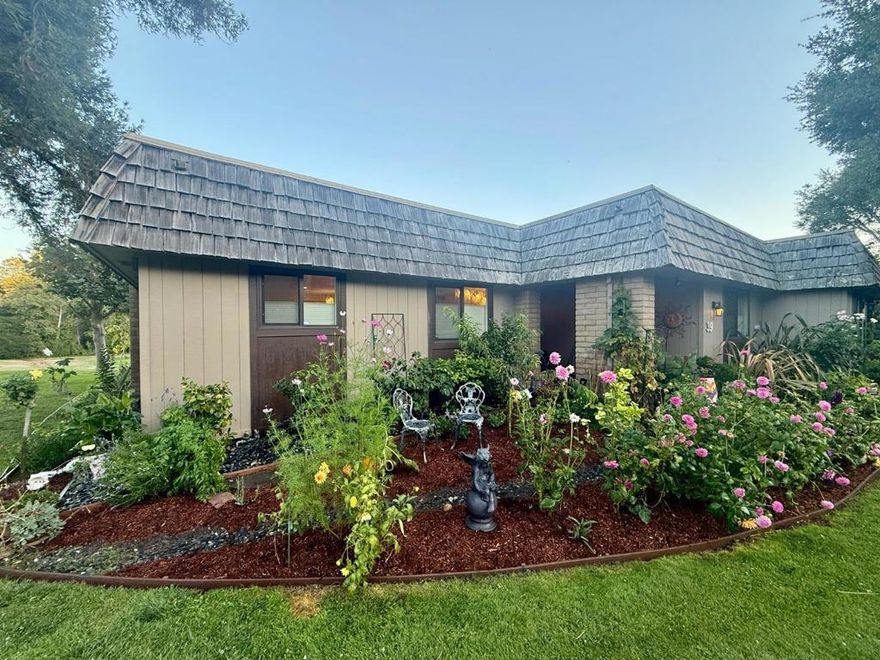 Rare golf villa on a prime lot with sweeping views of the golf course, open space & park-like setting. This fully upgraded single-level villa has been redesigned with an open kitchen flowing into the great room. The spacious primary suite, family room, and office (or potential 3rd bedroom) all open golf course view. Unlike other villas, this gem enjoys a quiet location surrounded by over 40 acres of walkable grounds. Upgrades include fresh exterior paint, custom soft-close cabinetry, granite and marble counters, wide-plank hickory hardwood floors, crystal lighting, Milgard windows and sliders, Velux solar retractable skylights, custom top-down blinds, LED lighting a new electrical panel & Hickory front double doors. The almost 400 sf primary suite offers overlooks the 5th green, a lux spa-like bathroom with a jetted tub, 2 showers, custom cabinets, marble countertops & custom vanity mirror & retractable skylight. Plus dual mirrored closets, dressing area, & opens to a private deck. The second bedroom features a mirrored closet doors, shades & is near tiled full bath w/ custom vanity, travertine tile walls, skylight, & linen closets. The Villas gated community offers many amenities: Clubhouse, rec room, pool & spa, tennis, pickleball, basketball, fishing pond, 10-hole Golf Course.