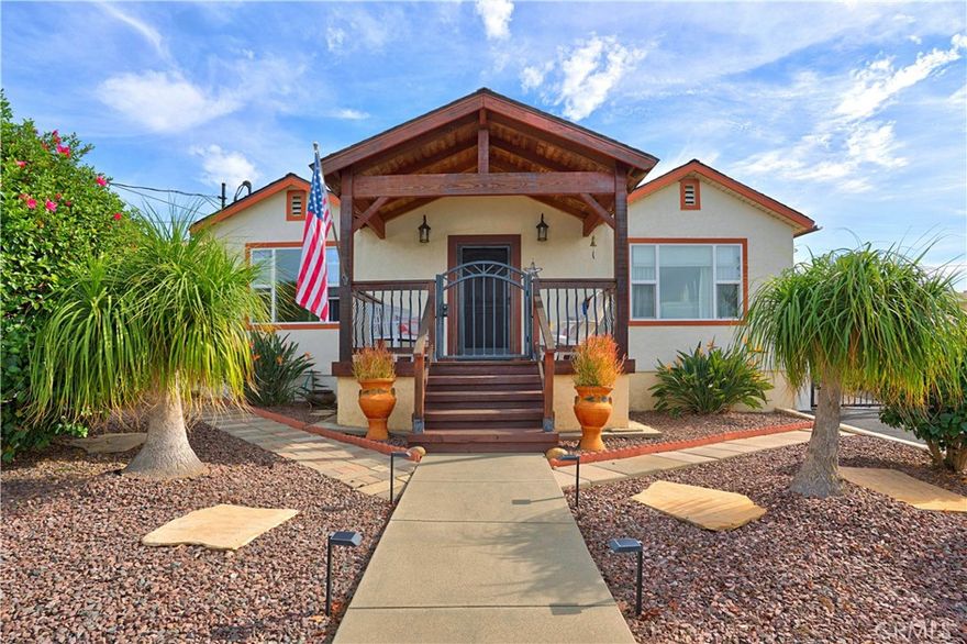 Gorgeous and fully updated home in an ideal Fallbrook location. This charming two-bedroom, one-bath residence was thoughtfully remodeled with quality finishes throughout, blending classic 1930s character with modern design. The open-concept living and kitchen areas feature quartz countertops, an oversized island, stainless steel appliances, new cabinetry, recessed lighting, and double doors that lead to a spacious two-tier backyard. Enjoy abundant natural light, double-pane windows, and ceramic tile flooring. The stamped concrete patio and gently sloped yard are perfect for entertaining, gardening, or even adding a pool, while offering valley and hillside views with refreshing ocean breezes. Ample parking includes space for an RV and boat. With its tasteful upgrades and inviting layout, this move-in-ready home is truly a must-see.