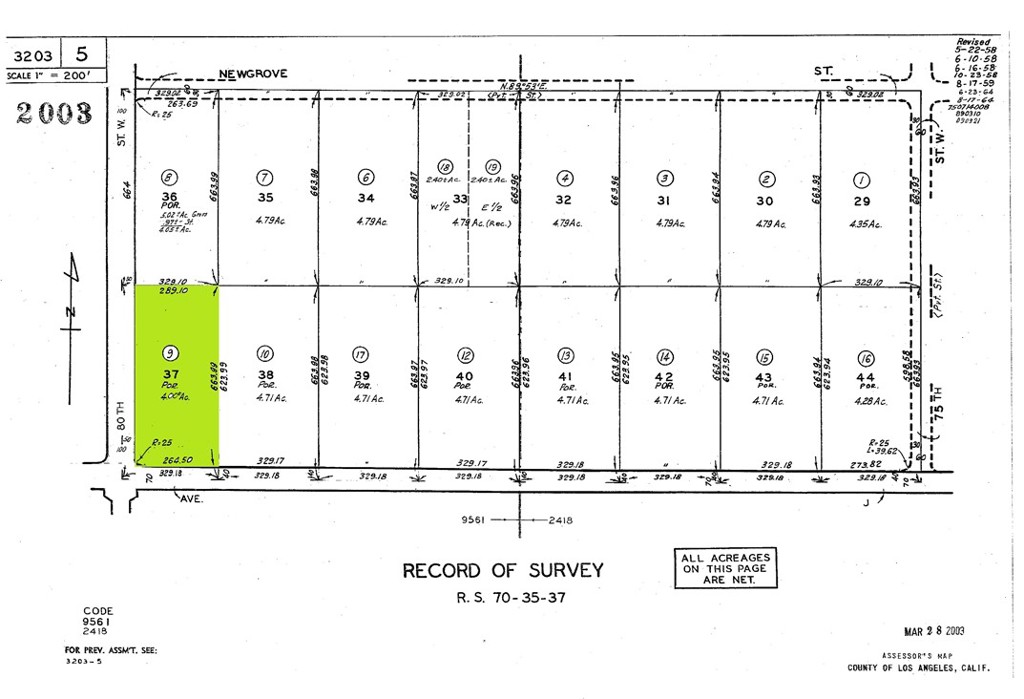 Corner parcel - Lancaster West! Flat land ready for your construction project. Easy access on paved Avenue J. Power in the street. About 10 minutes to Highway 14.