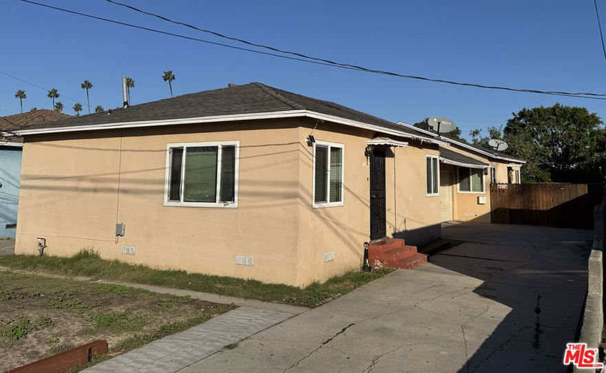 Welcome to this well-located income-producing duplex in South Inglewood. The property features two spacious 1-bedroom, 1-bath units, each occupied by long-term tenants on month-to-month agreements, perfect for investors seeking stable cash flow with future upside potential. Each unit also comes with washer dryer hook ups and an attached single car garage. The back unit includes a large backyard with fruit trees. Residents enjoy close proximity to world-class entertainment destinations including SoFi Stadium, Kia Forum, YouTube Theater, Hollywood Park Casino, and the expanding Hollywood Park retail and dining district. With easy access to the I-105 and I-405 freeways, LAX, public transit, and a wide variety of shopping and dining options. This is a great opportunity to own a steady, low-maintenance duplex in one of Los Angeles County's most vibrant and fast-growing cities.