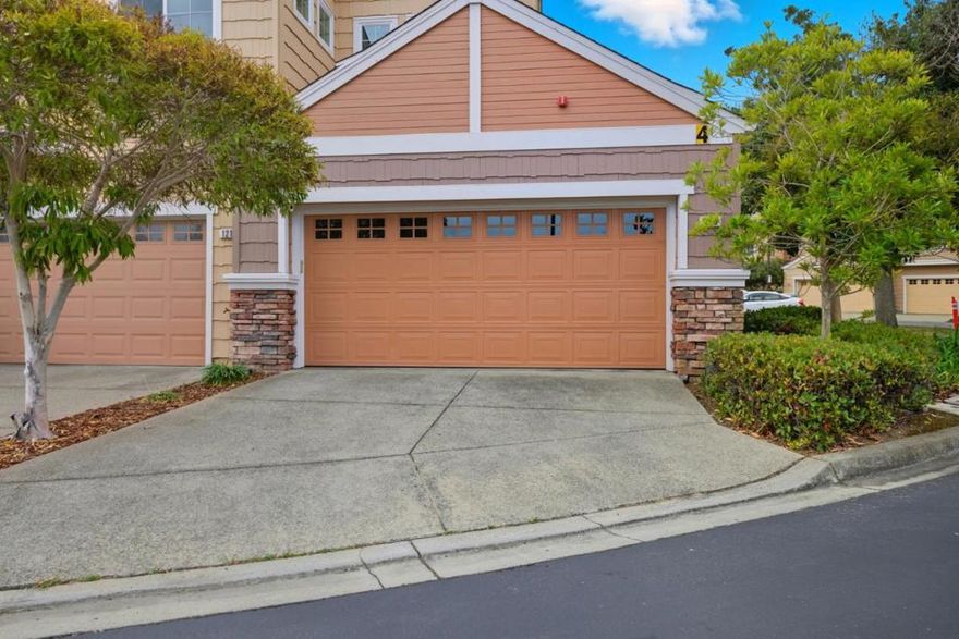 This one is not to be missed! You're very own private end unit home with an attached two car garage including a Tesla charger.  High ceilings with an abundance of natural light fill this open concept floor plan. New double pane windows through-out and custom window treatments. Recessed lighting, beautiful marble stone gas fireplace, quartz countertops, marble backsplash and stainless steel appliances. French oak wide plank hardwood floors, nest thermostat, ring doorbell and security camera at the garage. Sliding glass doors open to a large private patio for relaxing and enjoying a barbecue meal with family and friends. The primary suite offers a double sink vanity with a large soaking tub and wall to wall mirrored closets.  Sparkling HOA pool and spa. Close to walking trails and scenic views. Amazing location and community, Nob Hill shopping center and The Bay Club. Top rated Redwood Shores Elementary school.