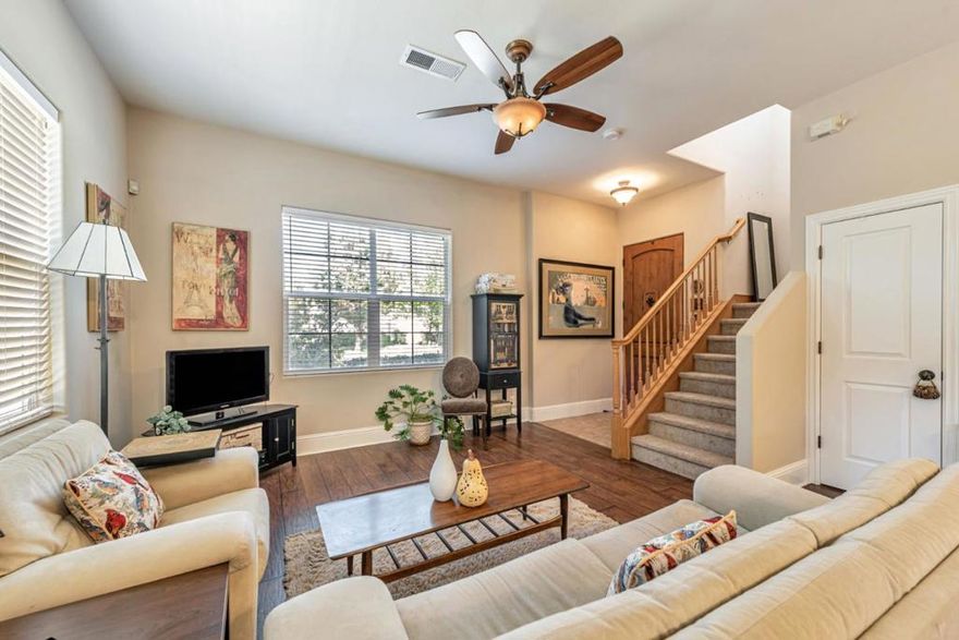 Your Dream Home Awaits in Quail Creek! Don't miss this rare opportunity to own a beautifully 3-bedroom, 1.5-bath duet home in the highly sought-after West Morgan Hill community. Situated on a desirable corner lot, this home offers a lot of outdoor space, and scenic views of the charming neighborhood. Step inside to an open and airy floor plan with soaring ceilings, stylish thick baseboards, brand-new carpet, and modern stainless steel appliances. The galley-style kitchen flows effortlessly into the dining area perfect for hosting family meals or entertaining friends. All three bedrooms are located upstairs, along with a full bath featuring dual sinks and a tub/shower combo ideal for busy mornings or relaxing evenings. Primary room offers a great space, open and bright. Enjoy the convenience of a two-car garage with a dedicated laundry area, extra driveway parking, and ample street parking for guests. The open backyard and side gate offer easy access to the community park, making it perfect for outdoor living and weekend strolls.Whether you're a first-time buyer, downsizing, or looking for a move-in ready home in an established neighborhood this one checks all the boxes. Don't miss this rare opportunity.