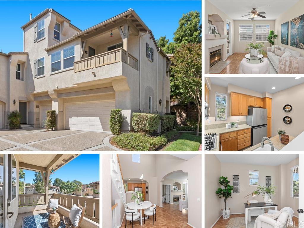 Charming plan one in the highly desirable gated community of Springfield in San Elijo Hills and tucked into the quiet and rarely available cul-de-sac of Westin Way, this home enjoys plenty of sunlight and loads of privacy! This 1342sf townhome offers 3 bedrooms, 2 bathrooms and is a desirable corner location within the community, complete with a private balcony for relaxing and entertaining. The main level boasts wood laminate floors, 2 bedrooms with newer carpet (one which is perfect for an office with French doors), cozy balcony and kitchen that features stone counters and new stainless steel appliances. The large master suite is located on the top level, which is great for privacy and enjoys beautiful mountain and peek-a-boo ocean views. Fridge/washer/dryer convey. This incredible location is close to everything, providing walkability to local, top rated San Elijo Elementary and San Elijo Middle Schools, the vibrant town center filled with shops and restaurants, and is even walking distance to local parks, community events and baseball fields! Springfield enjoys a community pool located just around the corner and a private, gated entry. You will not want to miss this wonderful opportunity to own a little piece of San Elijo Hills! The San Elijo Hills community features: - Top-rated schools - Ball parks & soccer field - Picnic areas & playgrounds - Dog park & community center - Town center with stores and shops, restaurants and eateries, 18 miles of scenic trails & a 19-acre park - Over 1,000 acres of open space. Enjoy the Southern California Coastal lifestyle, a short drive to the beaches and everything San Diego County has top offer. Seller to select services. Mello-Roos fees are estimated. All MLS and marketing information is approximate and not guaranteed.