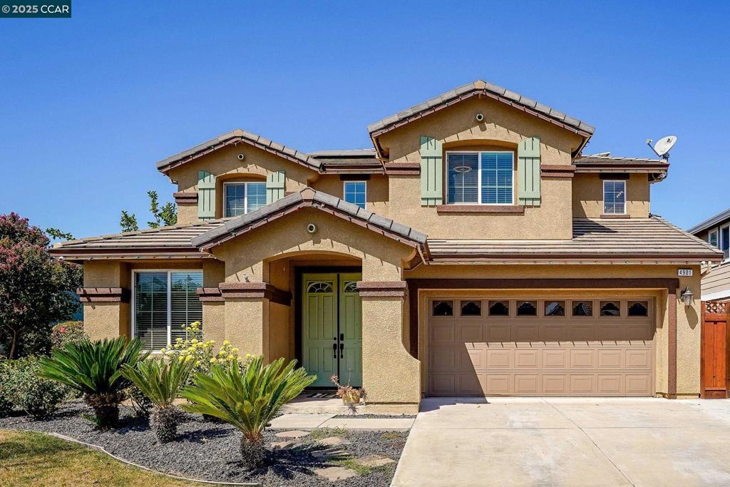 Discover the perfect blend of comfort and style in this exquisite corner lot home in Oakley's coveted neighborhood, offering an ideal setting for family life and entertaining. With 2,570 square feet of space, this home features four bedrooms and three bathrooms, and is just a short walk from local schools, making it perfect for families. Enjoy the open kitchen and family room with upgraded granite countertops, stainless steel appliances, and a walk-in pantry, all bathed in natural light. The formal dining and living rooms add a touch of elegance, while the loft offers potential for an extra room. Step outside to your own paradise—an oasis-like backyard with a palm tree-fringed pool, perfect for relaxation or hosting guests. The spacious master suite provides a private retreat with vaulted ceilings and a tiled bathroom. Plus, enjoy the convenience and savings of a wide driveway for RV/boat parking, along with a paid-off pool and electric solar systems.