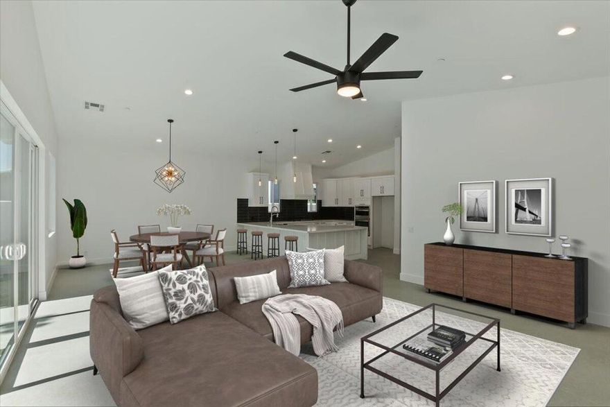 If you want to live in a brand new home just recently built you have found the one! This home is built in an established neighborhood with no HOA. Recent appraisal set the price that it is currently listed at. Local expert builder used high quality upgrades throughout entire home. Elegant 4ft X 4ft Italian porcelain tile flooring. 8 ft. custom shaker doors. High ceilings with LED lighting with switches that have dimmers. Showers are curve less walk-in showers with white subway tiles. Tankless water heater with circulating pump, extra circulating hot water (no waiting for hot water ). Insulation is extraordinary with all exterior walls and also interior walls from room to room. Living room has LED fireplace. Safety sprinklers in ceilings an every room of the home. All walls have 6 inch white baseboards. Windows and sliding doors are Milgard. Kitchen has custom backsplash and custom built hood. Oven is gas. Kitchen, bathrooms and laundry room have quartz countertops. Every room has modern fans already installed. Dryer connection is gas. Garage ready for car charger outlet. House is preset for solar panels if you wish to install in the future.  Driveway, courtyard and backyard have amazing looking pavers. Private courtyard in front of house with modern iron fence and beautiful landscape in front of home. Come take a look for yourself and this home will blow away the rest of the houses you've seen. You'll have the most impressive home in the block for sure!