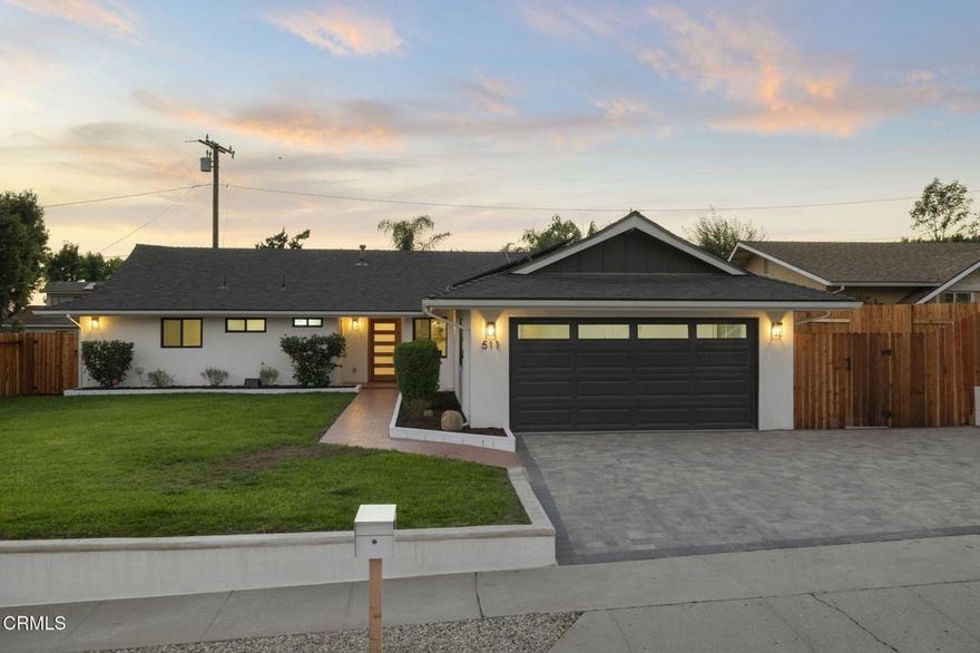 Welcome to your Camarillo Heights dream home!Tucked away on a peaceful cul-de-sac with scenic mountain views, this single-level 4-bedroom, 3-bathroom residence has been completely reimagined from top to bottom with every detail is NEW and designed to impress.Step inside to a stunning open-concept living space featuring luxury PVC luxury flooring, a cozy fireplace with a wood mantel, skylight, recessed lighting & ceiling fan, and sliding doors that fill the home with natural light and offer a peek at the sparkling pool. The living and dining areas flow seamlessly into the chef's kitchen, showcasing a large quartz island, floating wood shelves, stainless steel DACOR luxury appliances, range hood, and a stylish butler's pantry complete with wine fridge, for the ultimate gorgeous kitchen! The home features two primary suites, each with recessed lighting, ceiling fans, large closets, and beautifully finished en suite bathrooms highlighted by black accent fixtures, designer tile, and enclosed glass showers. The back primary bedroom looks out to the pool and mountain views! Two additional spacious bedrooms offer ample closet space and modern touches throughout.Outside, enjoy new stucco, fresh exterior paint with crisp white and black accents, a new paver driveway, and a striking modern wood front door all giving curb appeal! The backyard is an entertainer's paradise with a fully renovated pool and spa, new equipment, pavers surrounding the pool, and a raised deck ideal for lounging or having a live band to host parties! Enjoy mountain views and nearly 10,000 square feet of outdoor living. Private courtyard areas for added charm on the side of the home, all NEW wood fencing was also completed. Additional upgrades include, NEW 3 zone HVAC system, a brand new 220 electrical panel, all NEW electrical wiring, NEW PEX plumbing, interior fresh paint and baseboards, a finished detached garage with laundry space!  Did I mention the Solar panels, NEST thermostats, and all NEW windows and doors! This Camarillo Heights gem is truly turnkey and ready for its next family, come experience it in person to appreciate every detail as nothing was overlooked! See it today!