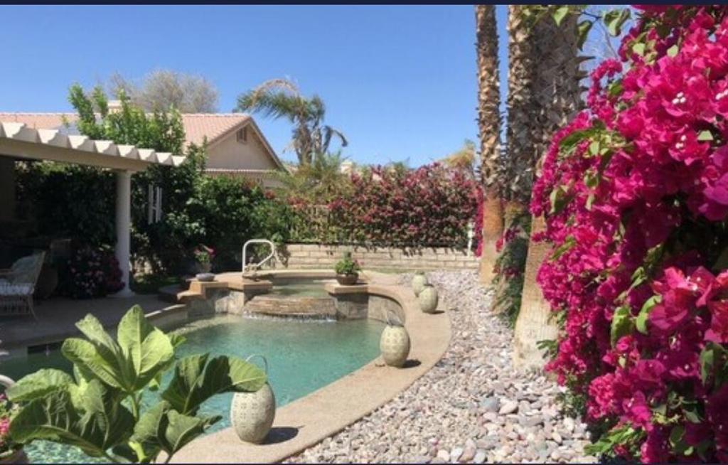 Experience ultimate relaxation in this meticulously maintained property complete with a private pool and spa. Situated within the gated community of Indian Palms Country Club, this bright and updated residence offers a prime location, merely 1.5 miles from Coachella/StageCoach festivals, Empire Polo Club, BNP Paribas Tennis, PGA golf tournaments, dog/horse shows, art festivals, shopping, and restaurants. Perfectly positioned as your 'home-base' while discovering the Coachella Valley or unwinding in the peaceful Zen-like yard with pool, spa, grill, and shaded patio. ** ADDED FEATURE, the guest bedroom offers the flexibility to be closed off from the main house and function as a casita or rental.**