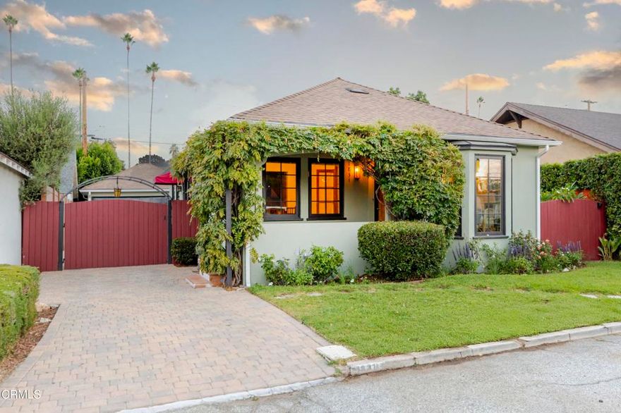 Nestled in the heart of Southeast Pasadena, 1831 Reiter Drive is located on a quiet cul-de-sac just minutes from Caltech, Old Town Pasadena, and The Huntington Library, allowing easy access to the city's most sought-after amenities.  Built in 1938, the home has been thoughtfully maintained and updated while preserving its original character. Architectural details include coved ceilings, original doors and hardware, built-in niche shelving, arched openings, and hardwood floors throughout. The spacious living room features a bay window and French doors opening to the formal dining room, which leads to a custom kitchen with newer appliances. Two generously sized bedrooms and a large updated hall bathroom complete the interior.  Outside, mature landscaping frames a welcoming front porch and the gated backyard offers a grassy play area, a large redwood deck, and a detached 367 SF two-car garage with excellent potential for an ADU (buyer to verify with the City of Pasadena). 1831 Reiter Drive is a true Pasadena gem, combining timeless character, livable spaces, and a prime location.  Additional features include *Anderson dual pane windows 2021 *new roof 2020 *new driveway 2019 *new rain gutters 2019 *central heat and air  *located on a private street without parking restrictions *close to the Rose Parade route.
