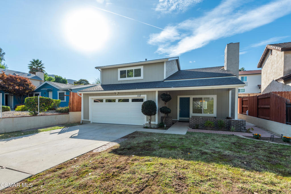 Fresh, bright, and easy to love--127 Maple Rd has that laid-back ''it'' factor.Tucked in the Conejo foothills, this two-story home gives you real spaces to spread out: an open living/dining area under airy volume ceilings, a separate family zone for movie nights and play, and an updated kitchen that keeps the day moving--crisp white cabinetry, quartz-style counters, black hardware, stainless appliances, and a big sink under the window. Light hits just right.Upstairs, the primary suite feels calm with warm plank floors; complete with an ensuite bathroom and walk-in closet. Secondary bedrooms are well-sized and away from the action. Downstairs flooring blends tile for durability and wood for warmth, so everyday life stays practical without losing style.Out back, a sun-filtered pergola opens to a grassy yard with tiered planters--room for a veggie patch, cornhole, and weeknight grilling. Out front, the long drive and two-car garage make parking simple.Weekend life is dialed: quick access to the Los Robles trail network--think Rosewood to Angel Vista--plus Rancho Sierra Vista/Satwiwa into Sycamore Canyon. Parks, playgrounds, coffee, groceries, and Target runs are just minutes away. Commuters will appreciate the easy hop to the 101.In short: an updated, view-adjacent Conejo Valley home that lives bigger than its footprint--functional for growing households, perfect for hikers, and ready on day one.