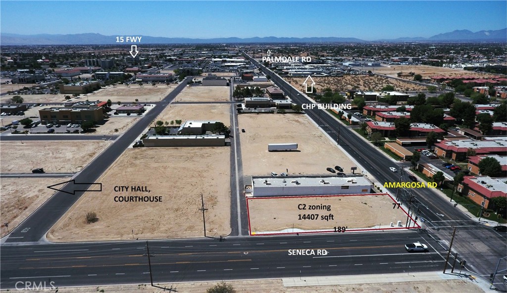 Excellent corner lot on the busy intersection of Amargosa and Seneca Road. 0.33 Acres zoned C-2, next to a well established retail center, great use for any retail, office or other public usages. Within close proximity to City Hall/Courthouse, as well as near multiple residential developments. Only a 3 minute drive to the 15 freeway, this lot is in a prime location for any type of development.