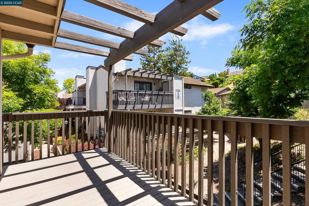 Condo Project already FNMA Reviewed and Approved! Welcome home to Muirwood Hill, one of Martinez's hidden gems! This well-maintained top-floor condo offers comfort and privacy. It is flooded with natural light, creating a bright and airy ambiance while maintaining a sense of seclusion. Nestled towards the back of the complex, this unit provides peaceful living with easy access to the detached 2-car garage and additional storage space. The primary suite boasts his-and-hers closets, while the versatile second bedroom is perfect for guests or a home office. Surrounded by majestic redwoods, it offers a serene retreat, while the community pool invites you to relax and unwind. This prime location is just minutes from shopping, dining, and major freeway access. Situated in the highly sought-after Morello Park Elementary School District, this home is an excellent choice for those looking for top-rated schools and a fantastic neighborhood. Buyer to verify all information and conduct their own due diligence on disclosures, inspections, and reports