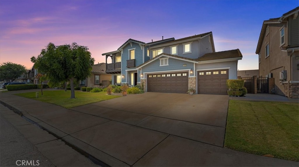 Welcome to this Beautiful Executive Home in Trenton Square Community of Eastvale, The original owner home nestled in one of Eastvale's most sought-after upscale neighborhoods. Boasting open floor plan, Front facing North with a beautiful view of the Mountains. Thoughtfully designed living space, perfectly blending comfort, luxury. From the moment you step inside, you'll be captivated by the open layout that creates an inviting atmosphere throughout. Offers 5 spacious bedrooms, 4.5 bathrooms, 1 Bedroom with Full bath: plus half bath downstairs, perfect for hosting guests or looking for a multi-generational living solution, or room Mother-In-Law. Down stairs Laundry room, The gourmet kitchen is a chef's dream, complete with beautiful new Quartz countertops, custom backsplash, large center island with high counter top eating area, recessed lighting, all stainless steel appliances, maple cabinetry, walk in pantry, seamless flow into the expansive open living room with beautiful cozy fireplace- ideal for both everyday living and entertaining, complete with surround sound. Working from home? A dedicated down stairs office provides a quiet, private workspace. Upstairs, features a spacious Loft with endless possibilities as a game room, media / theater room, perfect for entertaining or relaxing movie night. Also upstairs is a built-in Desk/ work area ideal for study or home work. Step outside to your personal manicured Low maintenance backyard, complete with stamped concrete patio, block walls, is great relaxing & enjoying your nice quiet evening. Additional highlights include 2 A/C units, 4 car garage with custom built in storage, and plenty of space for additional vehicles. a workshop, or even a home gym. ( Direct garage access) All this in a prime Eastvale location close to top-rated schools, close to parks, restaurants, shopping, with easy access, to the 15,60,71, & 91 freeways. With space, style and lifestyle in mind-this is the one you've been waiting for! Don't miss this rare opportunity to call this home!