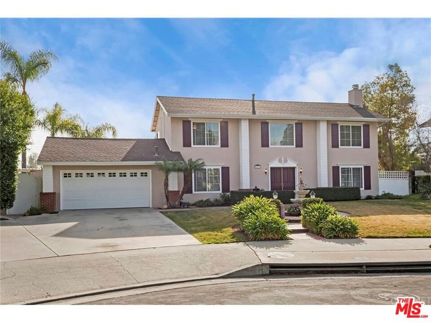 Light, Bright & Airy Two-story 4 BR, 3 BA home with stunning curb appeal. Large backyard with pool, sport court,  built-in BBQ & sitting area. End of cul-de-sac, grand entrance, large driveway, Inviting living room warmed by fireplace which flows into formal dining room. Main level office & family room with adjacent bath & laundry room & bonus sun room that opens to the tropical back yard for the best of entertaining. Remodeled kitchen with granite counters, stone back splash, SS appliances, large pantry with deep pull out shelves, 18-inch floor tiles, recessed lights. Master suite enhanced by large front window with view of hills & trees, built-in dresser, clothes & shoe closet & private bath. 3 additional bedrooms include built-in closet organizers with full bath nearby. Oversized garage with cabinets & attic for storage. Located in the award-winning El Camino High School district. Great schools, restaurants,parks, hiking,biking & shopping nearby