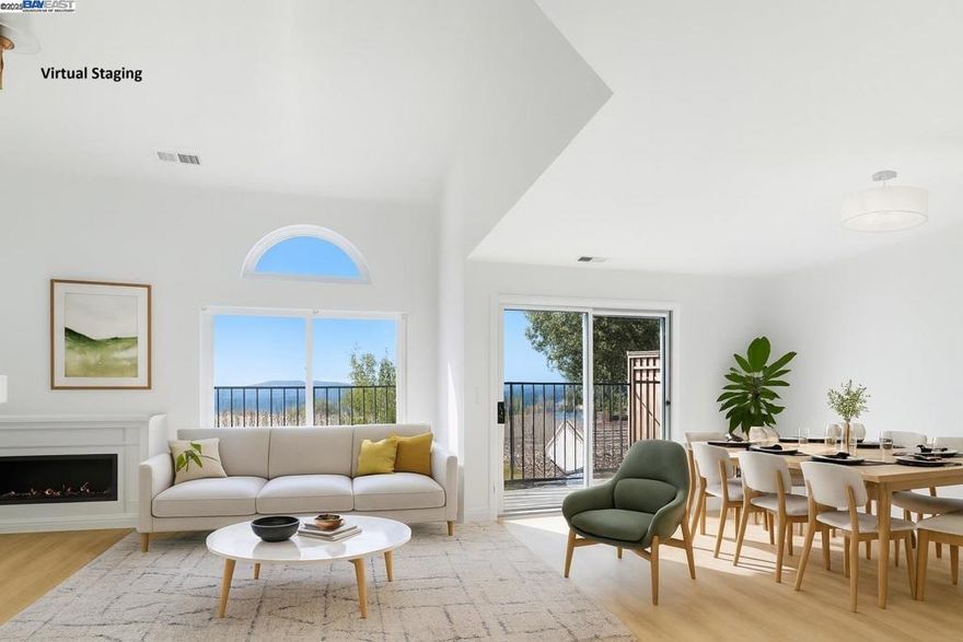 Stunning end-unit townhome in the prestigious Somerset community adjacent to Blackhawk Plaza! This beautifully updated 3BD/2.5BA home offers approx. 1,598 sq. ft. with vaulted ceilings, a bright open floor plan, waterproof and scratch-resistant laminate flooring throughout, charming patio courtyard, and attached 2-car garage. Fully remodeled interior features quartz kitchen counters, updated fixtures, remodeled baths, newer range hood and electric fireplace, plus stainless steel appliances, refrigerator, dishwasher, cook range, washer & dryer all replaced. The first and second floors have been professionally re-leveled and finished with new flooring for a more solid, comfortable feel, and major upgrades include exterior sewer line + cleanout and newer water heater. Enjoy resort-style living with a heated community pool, refreshed landscaping, newer playground, and easy walkability to Blackhawk Plaza, Draeger’s, Safeway, Starbucks, restaurants, parks, trails, with top-rated Danville schools nearby. *Photos include virtual staging. The property is currently vacant/unfurnished.* To see more original pictures and more information, please go to: https://4345conejodr.com/idx ;  To see 3D Tour, go to: https://my.matterport.com/show/?m=p9Qyaok4mGN&brand=0