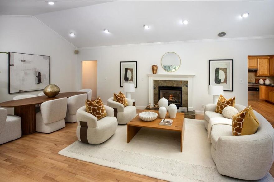 Located just blocks to downtown Palo Alto this home offers an open floor plan with vaulted ceilings, multiple windows plus finished basement with separate outdoor entry for optionality. The impressive great room is the central gathering place with gas fireplace, hardwood floors and dining area. Adjacent kitchen includes granite counter tops, tumbled stone back splash with stainless steel appliances including LG refrigerator, Bosh dishwasher, gas Elan range and oven. The primary bedroom includes en suite bath with dual vanity, jetted tub, stall shower with glass enclosure and walk in closet. Additional office with vaulted ceiling is a bonus off of the primary bedroom. Two additional bedrooms share a hallway bath with a tub/shower combination. The basement has a separate outdoor entry and includes two bedrooms, one and a half bathrooms and full kitchen with stainless steel Samsung gas range, LG refrigerator and LG washer/dryer. The wrap around backyard includes a fire pit for evening relaxing, raised planter beds and olive trees. Excellent Palo Alto schools and incredible opportunity and optionality with the completely separate and self contained basement. Outstanding location with close proximity to Cal Train, downtown Palo Alto and Menlo Park, HWY 101 and Stanford University.