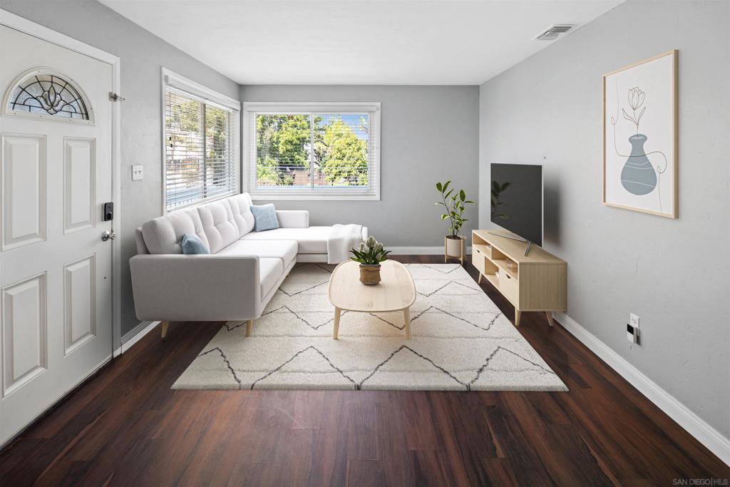 Nestled at 6667 Valjean Court in San Diego, California, this charming property offers a cozy and inviting two-bedroom layout with the added versatility of a den. A testament to thoughtful renovations, this home has undergone a complete makeover, showcasing a newly updated kitchen with modern appliances that make meal preparation a breeze. Fresh, contemporary flooring and dual pane windows not only enhance the aesthetic appeal but also provide energy efficiency. The interior has been tastefully adorned with fresh paint, ensuring a bright and cheerful ambiance throughout. For added convenience, a washer and dryer are included, simplifying your laundry routines. This home offers the perfect blend of tranquility and accessibility, as it is centrally located just minutes away from Fashion Valley Mall, Mission Valley, Mission and Pacific Beach, Downtown, and boasts quick access to major freeways. Beyond its convenient location, the property also benefits from its proximity to hiking trails, excellent schools, Tecolote Canyon Golf Course, and the prestigious University of San Diego. On warm San Diego days, you'll relish the central air conditioning, and the property is tucked away on a quiet cul-de-sac, ensuring a peaceful retreat at the end of your day. This residence is a true gem, combining comfort, convenience, and a modern living experience. For more information or to schedule a viewing, please contact the listing agent or visit the property's website. This is a rare opportunity to live in a fully updated, well-located, and meticulously maintained home in San Diego's coveted