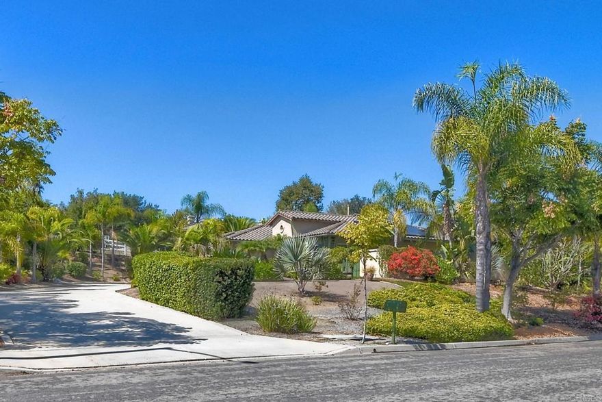 Beautiful neighborhood with a country feel.  Elegant mediterranean styled home with a finished stucco wall surrounding the home for privacy. Tropical landscaping and spacious yard. Open chef's kitchen with center island and natral light. High ceilings open floor plan. Slate porcelain flooring throughout.  Huge primary suite with walk in closet fit for a king and queen; brand new carpeting.Separate shower and huge tub with dual vanities & Separate make up station. The other 2 large bedrooms are separated by a jack and jill bathroom. Coastal breezes. No mello Roos and low HOA Dues.  freeway access near by. Unique curb appeal with mature palms and fencing.  3 car garage woth Room for RV and multiple vehicles on the double wide concrete driveway. Solar for saving on energy! There is a VA assumable loan for $840,000 @3.25% to be verified.