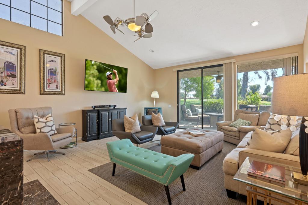 Fabulous 2 bedroom, 2 bathroom + office/den condo in Palm Springs - with golf course views in a gated community - all for under $500,000!Located within the West Gate community of Cathedral Canyon Country Club, this 1,810 SF condominium offers versatility to suit your lifestyle. Upon your arrival, pass through a stately gate, a tranquil courtyard garden, and into a warm and inviting home. You'll love the vaulted ceilings, natural light, gas fireplace, and mountain views!A formal dining area flows to an outdoor patio, perfect for inside meals or al fresco dining. The updated kitchen includes granite countertops and stainless appliances, expanding to a bonus dining area. Beyond, an outdoor patio with built-in barbecue provides additional space for entertaining.Enjoy the luxury of a spacious primary ensuite with expanded closet and direct patio access, your personal retreat to relax and unwind. An additional guestroom with private patio offers views of the San Jacinto mountains.An attached 2-car garage includes a plethora of storage. A separate laundry room with washer/dryer provides convenience and additional storage. NEW HVAC unit (whole house) + split system unit (expanded dining area) installed in 2025. A Nest smart thermostat, keyless Nest x Yale lock, automatic sprinkler system and low-voltage lighting add to this home's features.Cathedral Canyon Country Club features 450 acres of park-like environment including an 18-hole golf course and 10 tennis courts. Proximity to shopping, restaurants, Community Amphitheater, and the Agua Caliente Casino Cathedral City. The PSP International Airport and downtown Palm Springs are just minutes away.Perfect for your full-time residence, weekend getaways or seasonal living! HOA fee includes trash/recycling, exterior maintenance, and landscaping. Land lease extended to 2061.