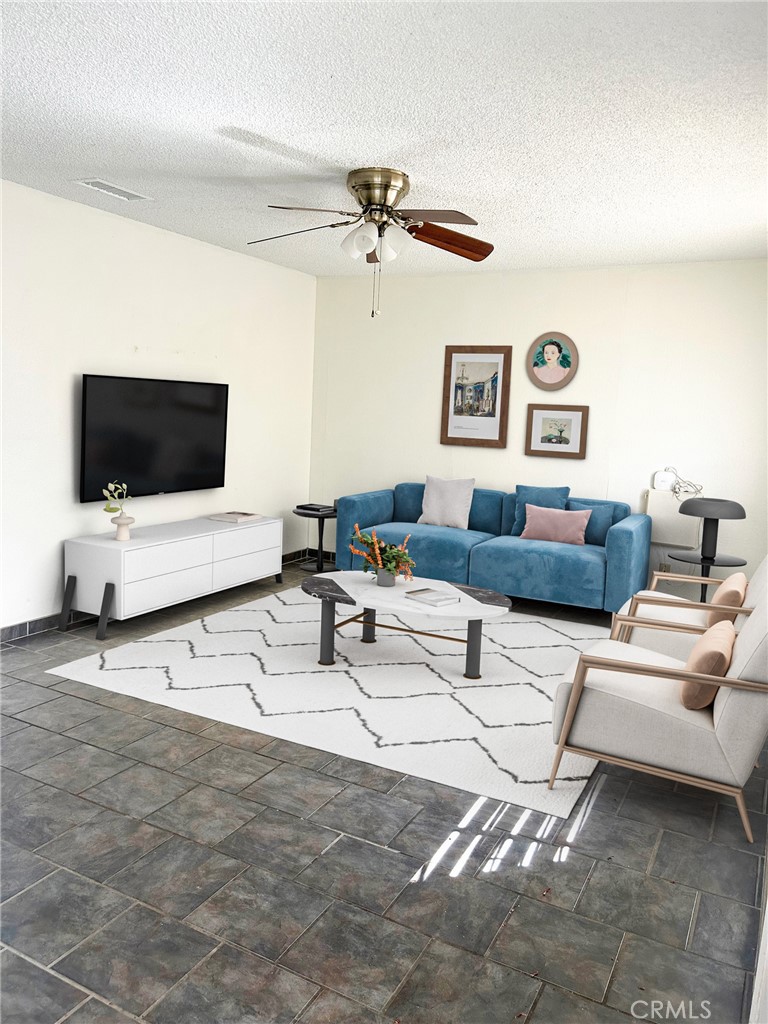 Rarefly find three bedrooms house in this Senior 55+ community. Upgraded kitchen counter and cabinets, pull-out faucet. Newer roof, three bedrooms two have ceiling fans. Living Room has ceiling fans as well. Newer AC. Laminated floor in all bedrooms. Tiles in living room, the kitchen and bathroom. Low HOA fee and property tax. Very quiet neighborhood but close to everywhere. Two minutes to the main Florida street where you can find banks, Hemet shopping mall and all kind of restaurants and several grocery stores. 5 minutes to Home Depo and Lows. 10 minutes to Saboba Casino ect