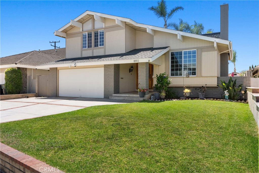 Welcome Home! This beautifully updated Huntington Crest split level home boasts 4 Bedrooms, 2.5 Bathrooms, a Basement, Flex Space, Paid Off Solar, Dual Paned Windows & Sliding Glass Doors and tasteful updates throughout. Open and airy entry with tall ceilings, large living room with a fireplace. Off the living room is a flex space currently being used an office. This area provides opportunities for many uses such as a formal dining room, playroom, reading area, etc. Stunning kitchen remodel that opens to the dining room and backyard make this home perfect for entertaining. Just around the kitchen are the steps to the finished basement complete with a built is bar and fireplace. Upstairs you will find all the generously sized bedrooms and spacious closets. The primary bedroom has a nice bathroom en-suite with tiled shower with a glass door, walk in closet and secondary closet. The upstairs hallway bathroom has dual vanity sinks. Take advantage of the beautiful Southern California weather in the low maintenance back yard while soaking in the above ground jacuzzi or relaxing around the fire pit. Prime interior track location, close to beaches, parks, shops, restaurants and more. This is one you won't want to miss!