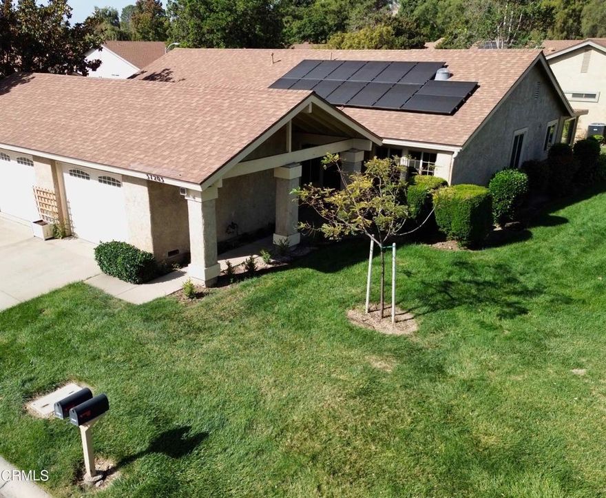 This stunning Brentwood home in Leisure Village offers beautiful views from every room and thoughtful upgrades throughout.  Enjoy low utility bills with owned solar panels and added natural light from three solar tubes - two of which feature automatic night lighting.The kitchen has been completely remodeled and features recessed lighting, a spacious pantry with pull-out shelves, and abundant cabinet and counter space.  Additional improvements include dual-pane windows, a new water heater and attic insulation (2025), and an updated HVAC system with new ducting (2013).  Both bathrooms have been tastefully remodeled, and the decorator paint colors make this home truly move-in ready.  The bonus room includes its own heating and cooling system while ceiling fans in the bedrooms and dining area provide extra comfort.This home combines energy efficiency, style, and comfort- all in the desirable Leisure Village community of Camarillo.