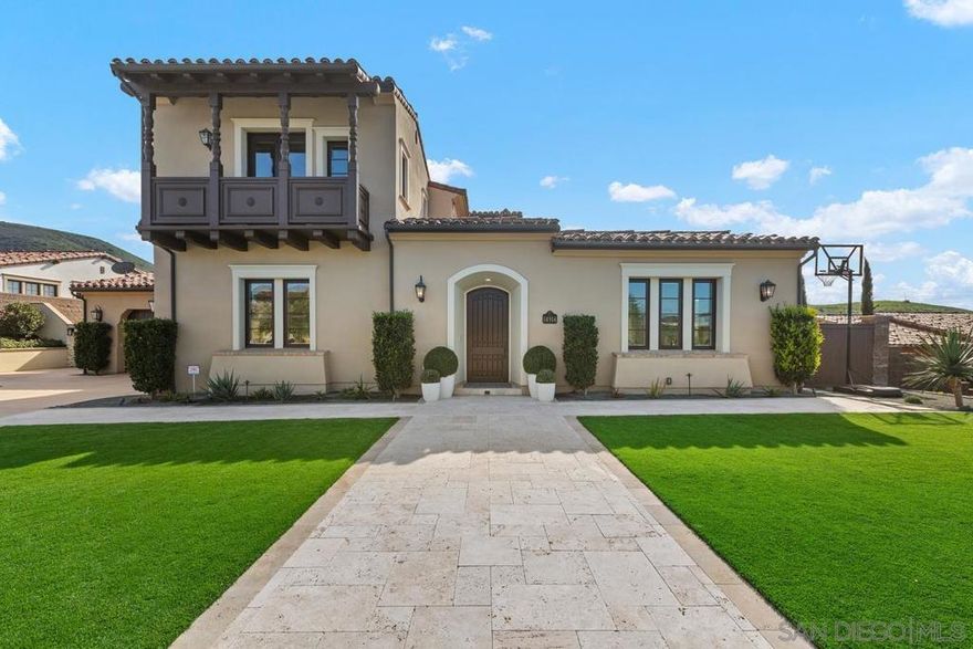 Behind the gates of The Estates of Del Sur you will find this magnificent resort style home with endless views and expansive outdoor living areas.  This beautiful estate lives like a single story with the elegant primary suite & retreat on the first floor along with an oversize laundry room with pet shower and a guest suite that overlooks the interior courtyard and offers a kitchenette and washer/dryer. Vanishing doors from the family room and nook open to the Del Sur room for a seamless indoor-outdoor lifestyle.  The back yard features a pool, spa, green area, full outdoor kitchen, fireplaces, PICKLEBALL court, shower and free standing detached in-law suite with bedroom, sitting area, kitchenette, washer/dryer.  The home has PAID SOLAR for home and pool, and NO MELLO ROOS!  There is an electric car charging station, security system, integrated home entertainment package.  Close to freeways, shopping, restaurants, best of Poway Unified Schools.  Behind the gates of The Estates of Del Sur you will find this magnificent resort style home with endless views and expansive outdoor living areas.  This beautiful estate lives like a single story with the elegant primary suite & retreat on the first floor along with an oversize laundry room with pet shower and a guest suite that overlooks the interior courtyard and offers a kitchenette and washer/dryer. Vanishing doors from the family room and nook open to the Del Sur room for a seamless indoor-outdoor lifestyle.  The back yard features a pool, spa, green area, full outdoor kitchen, fireplaces, PICKLEBALL court, shower and free standing detached in-law suite with bedroom, sitting area, kitchenette, washer/dryer.  The home has PAID SOLAR for home and pool, and NO MELLO ROOS!  There is an electric car charging station, security system, integrated home entertainment package.  Close to freeways, shopping, restaurants, best of Poway Unified Schools.