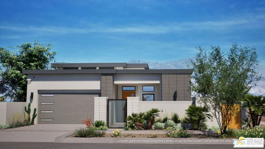 Welcome to Cotino, Storyliving by Disney, the first community of its kind in Rancho Mirage. Nestled in the serene Longtable Park section of our community, this exquisite 2-bedroom, 2.5-bathroom home (Atelier) by Shea Homes is thoughtfully designed for those 55 and older who seek a harmonious blend of luxury and tranquility. Offering 2,262 square feet, this residence is nearly finished being built and will allow you to experience resort-style living inside the private gates of Cotino. An open front courtyard warmly welcomes you to the home, leading to a stunning one-level floor plan that's perfect for entertaining. The spacious great room and dining area flow effortlessly into a wrap-around outdoor living space, ideal for relaxing or hosting gatherings. The kitchen boasts a large central island and chef-quality appliances, making meal preparation a delight. The primary suite serves as a luxurious retreat with a spacious bath and direct access to a secondary private outdoor living space, creating the perfect personal oasis. The split layout ensures privacy for the second bedroom, which includes its own en-suite bath. Additional conveniences include half baths on both the first and second floors. A flexible space on the first floor can be tailored to your lifestyle needs perfect for an office or studio overlooking the outdoor areas. Cotino combines natural beauty, charming parks, and the magic of Disney to create a unique and vibrant community, perfect for beginning your next chapter. Come see for yourself and experience all that this exceptional community has to offer.