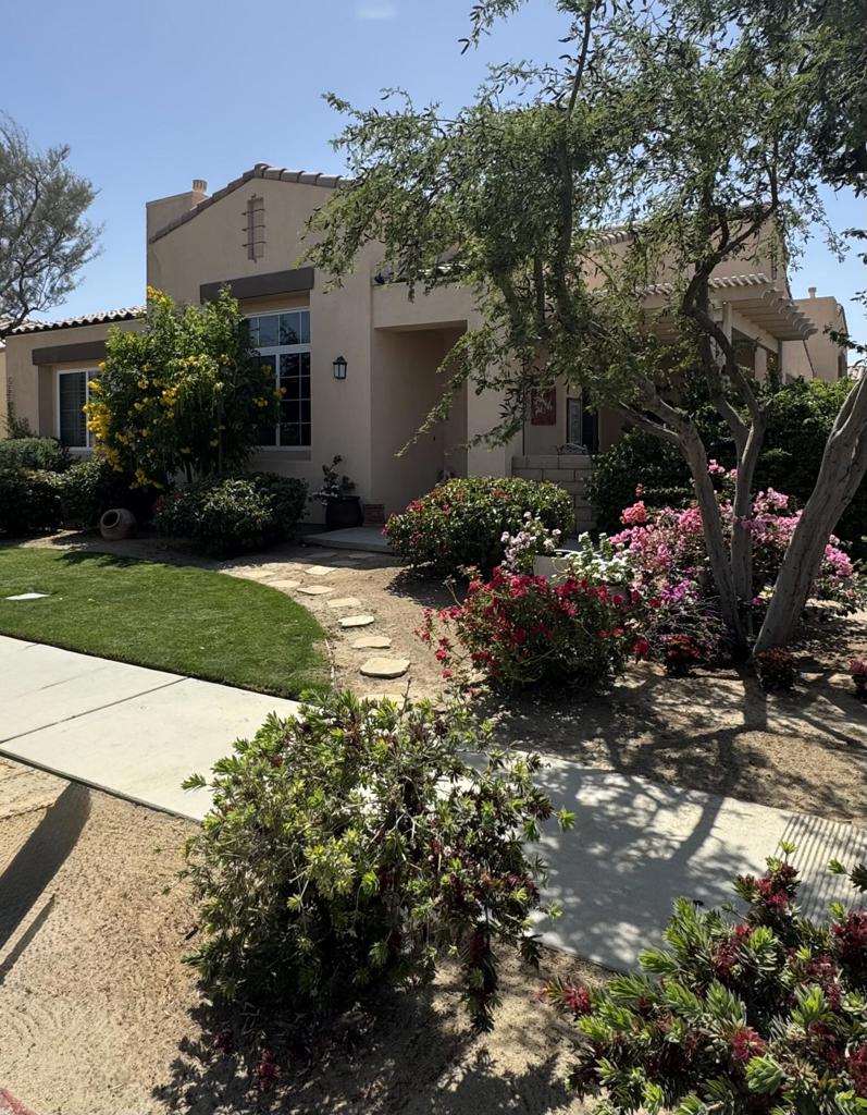Welcome to Watercolors! A Premier 55+ Gated Community. Discover comfort, convenience, and community in this charming 3-bedroom, 2-bath home featuring an inviting open floor plan, soaring ceilings, and abundant natural light. The open living room boasts a cozy fireplace and allows a seamless transition to a private patio, blending indoor and outdoor living beautifully. Shutters throughout the home provide sytle as well as privacy. The primary suite is a peaceful retreat with an en-suite bathroom, double vanities, and an oversized walk-in closet. The third bedroom is used as a den and the double doors are in the garage. A two-car attached garage provides ample storage and direct home access. Home can be partially furnished as per the inventory list or seller will remove all furnishings if buyer requests.Buyers will appreciate the opportunity to choose new flooring and paint colors, as the seller will update or offer a credit at closing, allowing you to personalize the space and restore that ''new home'' feel. Watercolors offers resort-style amenities including a heated pool, spa, and clubhouse, all nestled in a prime location near shopping, dining, golf courses, and entertainment. The HOA includes internet and cable TV.Watercolors is a income-restricted program housing project through the La Quinta Housing Authority. Buyer must occupy as a primary residence, no rentals, investors, or cash purchases allowed. A silent second loan of $80,000 from the City of La Quinta (no monthly payments or repayment required) Low down payments offer the opportunity to own your home as you head into retirement. The purchase price of $310,000 + $80,000 = $390,000. This is a moderate Income plan and the limits are shown in the attached documents. This is the best value in the community allowing you to build equity and have low monthly payments.Don't miss this rare opportunity to join a welcoming 55+ community in the heart of La Quinta.