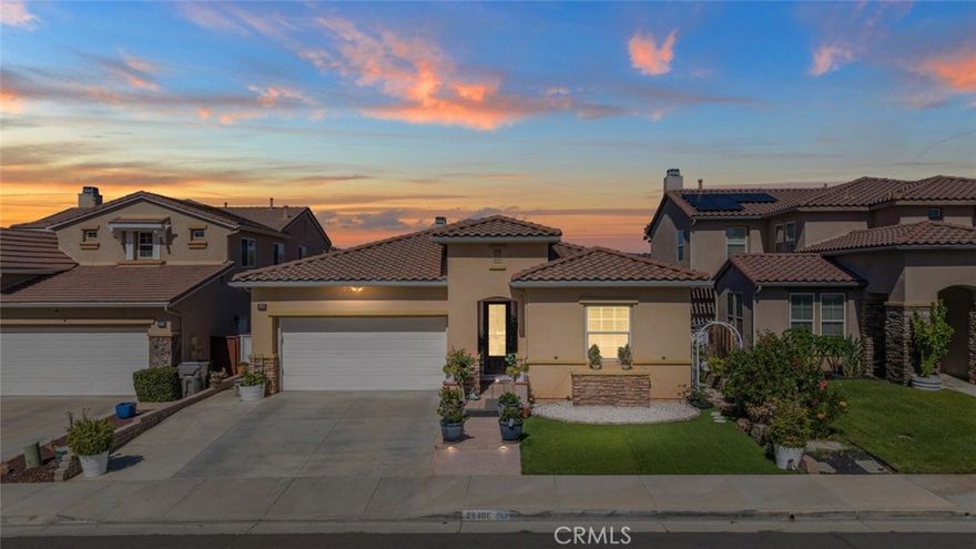 Welcome to this beautiful single-story 3-bedroom, 3-bathroom home, ideally situated on a quiet cul-de-sac in the prestigious Golf Club at Rancho California community. Just steps from the clubhouse and driving range—and with NO HOA and LOW TAXES—this spacious residence offers a rare blend of privacy, functionality, and style. Thoughtfully designed, the home features a light-filled layout with high ceilings, elegant tile flooring, neutral finishes, and abundant natural light. A custom beveled glass front door opens to a welcoming interior where a smart split-bedroom floor plan ensures separation and flexibility—ideal for guests, multigenerational living, or a home office setup. The formal living and dining areas flow into a warm family room with a cozy fireplace, while the open-concept kitchen is a true highlight. It boasts granite countertops, a large center island with bar seating, a gas stovetop, ample cabinetry, and a walk-in pantry—perfect for both everyday cooking and entertaining. A butler’s pantry adds extra prep and storage space. The private primary suite includes a spacious walk-in closet, dual vanities, a soaking tub, and a separate shower. One guest bedroom offers its own en-suite bath for added privacy, while all bedrooms are generously sized and well-positioned. Sliding glass doors lead to a full-width screened-in patio, currently used as a fitness and entertainment space complete with a bar island—ideal for relaxing or hosting. The backyard is a gardener’s dream, lined with 12 mature fruit trees and designed for low-maintenance enjoyment. Additional highlights include a dedicated laundry room, a two-car garage, and ample guest parking with no homes directly across the street—adding to the sense of openness and tranquility. Centrally located near I-15 and I-215 for easy commuting and just minutes from shopping, dining, top-rated schools, and the renowned Temecula Wine Country, this home combines lifestyle, location, and long-term value in a scenic golf course setting.
