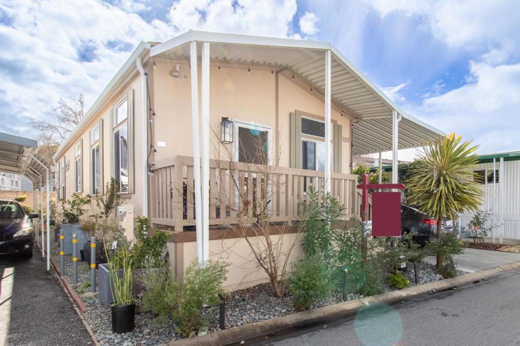 Welcome to this meticulously maintained, like-new 2-bedroom, 2-bath manufactured home nestled in the highly sought-after senior community of River Glen. Step inside to discover a bright, open floor plan adorned with modern upgrades, including recessed lighting, elegant crown molding, and stacked windows that flood the space with natural light. The stylish kitchen is a chef's delight, featuring sleek stainless steel appliances, beautiful granite countertops, and a spacious walk-in pantry for all your storage needs. The inviting master suite offers a peaceful retreat with a generous walk-in closet and a luxurious tile shower. Both bathrooms are thoughtfully upgraded with high-end bidets for added comfort. Additional features include ceiling fans in both bedrooms, durable laminate flooring, and central heating and A/C to keep you comfortable year-round. Enjoy the convenience of a whole-home water filtration system and an outdoor storage shed for extra space. Ideally located near Highway 87, you'll have easy access to local restaurants, shopping, and more. Don't miss the opportunity to make this stunning home yours!