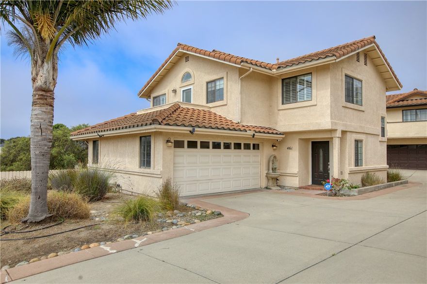 Walk to the beach from this conveniently located 2 story home featuring a fully furnished open floor plan for entertaining with beautiful bamboo flooring, plantation shutters, a newly updated kitchen with custom cabinetry and granite countertop, wine fridge, trash compactor, French door refrigerator with water and ice dispenser, 5 burner gas range, dishwasher, microwave and breakfast bar. The ocean view living room features a cozy gas burning fireplace and direct access to the ocean view deck. The primary bedroom and bath are located just off the living room and also enjoy a peek at the ocean and includes a newly purchased king-size bed and wall mounted TV. The adjoining primary bathroom has been updated with dual vanity sinks and a spacious walk-in tiled shower and tile flooring. The downstairs first floor features the entry foyer, 2 bedrooms with full size trundle beds and wall mounted TVs, bath with tub/shower, door to garage, and laundry room with new washer, gas dryer, and door leading to the low maintenance patio and concreted back yard. The front yard is landscaped with low maintenance plants and automatic drip sprinklers. With all furnishings included, this lovely home is truly a turnkey opportunity to own your piece of paradise on the beautiful Central California Coast.  Call to schedule your personal viewing appointment.