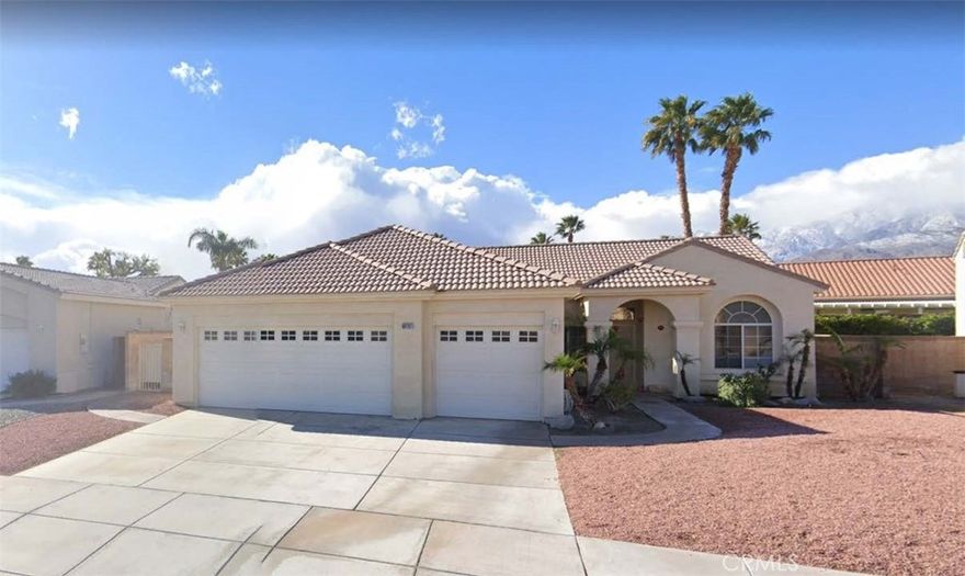 GREAT OPPORTUNITY FOR INVESTORS OR FIRST TIME HOME BUYERS TO OWN THIS SPACIOUS 3 BEDROOM, 2.5 BATH HOME LOCATED IN ONE OF CATHEDRAL CITY'S MOST DESIRABLE NEIGHBORHOODS – LA PASADA, THIS HOME FEATURES AN OPEN FLOOR PLAN WITH VAULTED CEILINGS, A ROOMY KITCHEN WITH PLENTY OF STORAGE, COMPLETE WITH TILE COUNTERS, TILE CENTER ISLAND THAT CONNECTS TO THE DINING ROOM. REAL OPEN AND NICE. GREAT SEPARATION OF BEDROOMS, MASTER AND 2 OTHER BEDROOMS, TRIPLE GARAGE FOR EXTRA VEHICLES OR STORAGE SPACE. THE LOCATION IS SPECTACULAR, WITH DOWNTOWN PALM SPRINGS, PALM SPRINGS AIRPORT, AND DOWNTOWN CATHEDRAL CITY VERY CLOSE BY. PERFECT FOR A STARTER FAMILY OR RENTAL WITH LOW MAINTENANCE. SELLERS ARE VERY MOTIVATED!!!