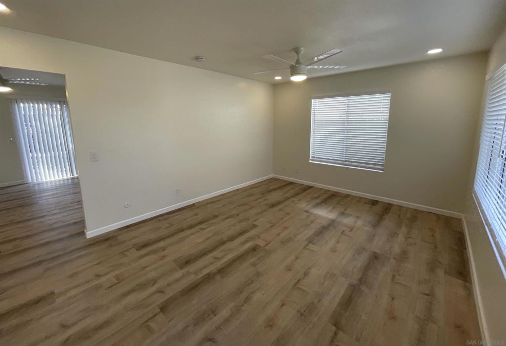 Don't miss out on this one story, Mira Mesa unfurnished house conveniently located near Sorrento Valley, local parks, schools, restaurants, and shopping centers! The house is complete with 3 Bedrooms, 2 Bathrooms, 2 Car attached garage, and laundry room with Washer/Dryer hook-ups. The House also boasts Vinyl Flooring throughout; updated Kitchen Cabinets/Countertops; Ceiling Fans; and Recessed LED Lighting. Large fenced backyard. *Pictures are from 11/1/23