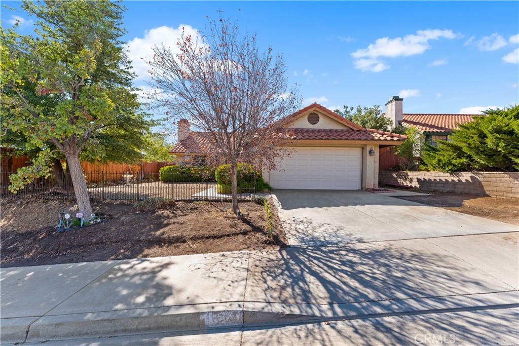 West Palmdale Single-Story Home! Welcome to this charming 3-bedroom, 2-bath home located in one of West Palmdale's most convenient and desirable neighborhoods! This spacious property features a bright open layout, a cozy fireplace in the living room, and tile and laminate flooring throughout for easy maintenance and modern appeal. The kitchen offers plenty of cabinet space and opens nicely to the dining area—perfect for family gatherings and entertaining. The home includes desert landscaping in the front yard for low-maintenance curb appeal, plus a private backyard with pistachio, olive trees and grapevines ready for your personal touch. Enjoy close proximity to schools, shopping, dining, and easy freeway access—making your daily commute a breeze. Don't miss this opportunity to own an affordable, move-in-ready home in one of West Palmdale's best locations!