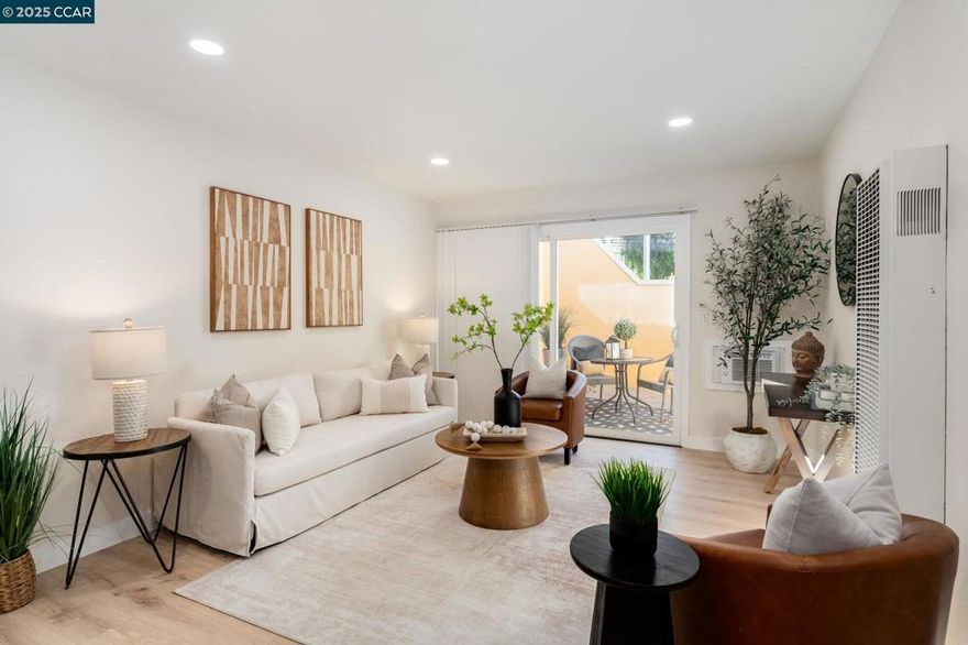 Step into this fully remodeled 1-bedroom, 1-bath ground floor, corner unit apartment at 1600 Laguna St, Unit D, where modern updates meet everyday comfort. The home includes in unit laundry for convenience & a private patio for relaxing & entertaining. The refreshed interior offers a clean, contemporary feel with abundant natural light and a functional layout ideal for both relaxing and working from home. Located in a quiet Concord neighborhood that includes a community pool, just minutes from BART, shopping, dining, and freeway access—this home delivers both comfort and convenience at an affordable price.