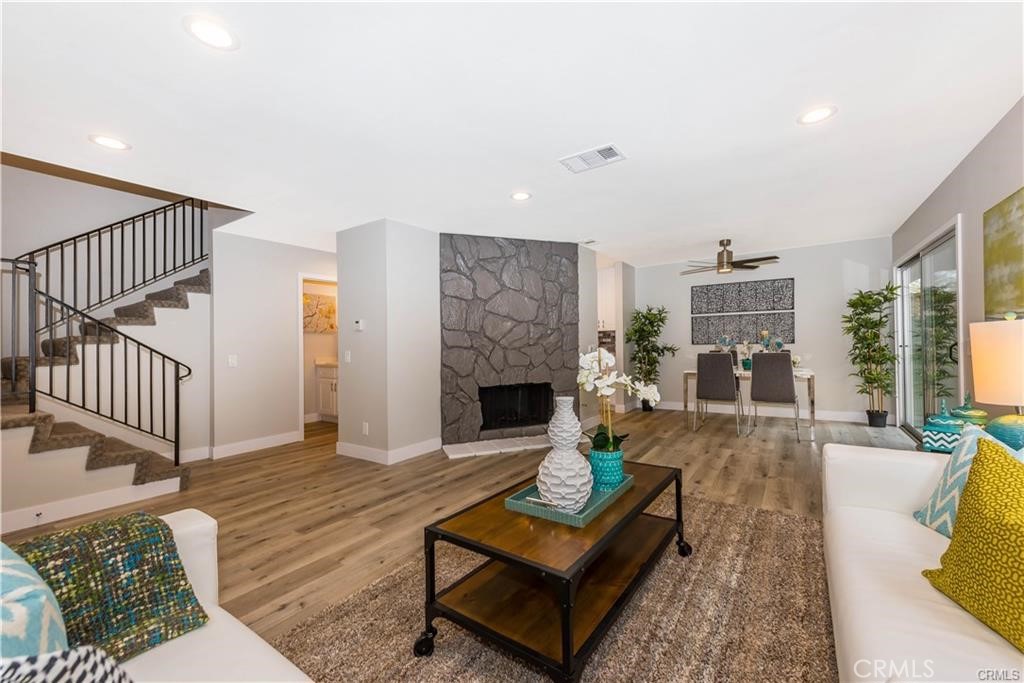 Immediately available. This fully updated 2-bedroom, 1.5 bath condo is nestled in the desirable Cimarron Oaks II community of Montclair, conveniently located across from the Montclair Mall, Fwy 10, Cal Poly, University of La Verne, Western University, and The Claremont Colleges. The 1st level features a spacious living room with cozy fireplace, dining area adjacent to the private patio, ideal for BBQ or entertaining, a half-bath and a gallery kitchen with white cabinets, quartz countertop, gas range w/oven, and dishwasher. The 2nd floor features a full bath, a vaulted ceiling primary suite with additional vanity & dual closets, a large 2nd bedroom, and laundry closet. Community amenities include a swimming pool, spa, tennis courts, club house, green belt, and children’s playground. Rent includes HOA dues, water & trash. No pets. No smoking.