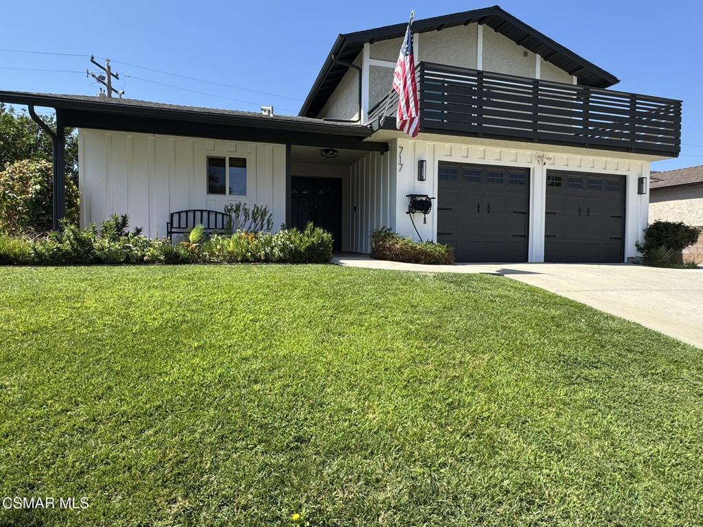 Welcome to Your Dream Home in Simi Valley! Step into luxury with this stunningly renovated, two-story gem nestled in one of Simi Valley's most desirable neighborhoods. Boasting 4 spacious bedrooms and 3 modern bathrooms, this elegant home effortlessly combines timeless charm with contemporary upgrades. The moment you arrive, you'll be captivated by the impeccably landscaped front yard, offering picture-perfect curb appeal. Inside, a bright and open floor plan welcomes you with new designer finishes, premium flooring, and an abundance of natural light. The chef-inspired kitchen is a true showstopper -- featuring quartz countertops, custom cabinetry, large walk-in pantry and newer chef quality appliances, perfect for entertaining or enjoying a quiet night in. Immense living room with updated fireplace. Large downstairs multi-purpose area makes for a perfect expanded in-law suite, large office, or second living room, all with direct slider access to the rear yard and hallway, close to a full bathroom with a tub/shower combo. Upstairs, 2 spacious secondary bedrooms with another full hall bathroom with a tub/shower combo. Serene primary suite, complete with a luxurious en-suite bathroom with walk-in shower and ample closet space in the walk-in closet, large private balcony. The rear yard is a private backyard oasis -- beautifully landscaped and highlighted by a sparkling pool, ideal for California summers, weekend barbecues, or peaceful evening relaxation under the stars. Peaceful and Serene, as your rear neighbors are off in the distance, quiet and secluded. Direct access 2 car garage with laundry area, garage door opener and added storage. Additional features include energy-efficient upgrades including free use of SOLAR PANELS. Close proximity to top-rated schools, parks, shopping, and dining. This home truly has it all -- style, comfort, and the perfect location. Don't miss your chance to own this extraordinary Simi Valley retreat! Refrigerator, washer and dryer included. Landscaping and pool service included.