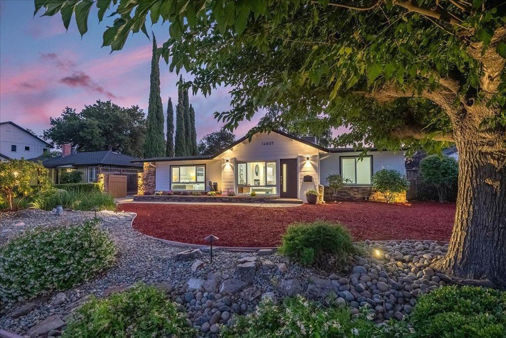 Completely remodeled in 2025, this EAST facing home exudes modern elegance and functionality. Approved plans and permits are available in the disclosures. This 1,607 sq ft house features 3 bedrooms, 2 bathrooms, and a dedicated laundry room offering spacious living. Use the bonus 54 sq ft accessory structure (not counted in sq ft) as an office. Multiple skylights throughout the house fill it with abundant natural light. The primary suite features dual closets a large walk-in closet and a separate wall closet. The kitchen features custom, modern European-style cabinetry, stainless steel appliances, a quartz backsplash with waterfall counters, and a breakfast nook. Spa-like bathrooms feature top-of-the-line designer tiles, floating vanities, and a timeless, neutral design. A large 9,375 sq ft lot features a resort-style backyard with mature trees and an expansive deck - ideal for entertaining and seamless indoor-outdoor living. The spacious detached garage, paired with a gated private driveway, presents an excellent opportunity for an ADU conversion.Stroll along Donner Drive and see why it is the best street in the neighborhood.Top award-winning Carlton, Union, and Leigh High School and walkable to Harker School.